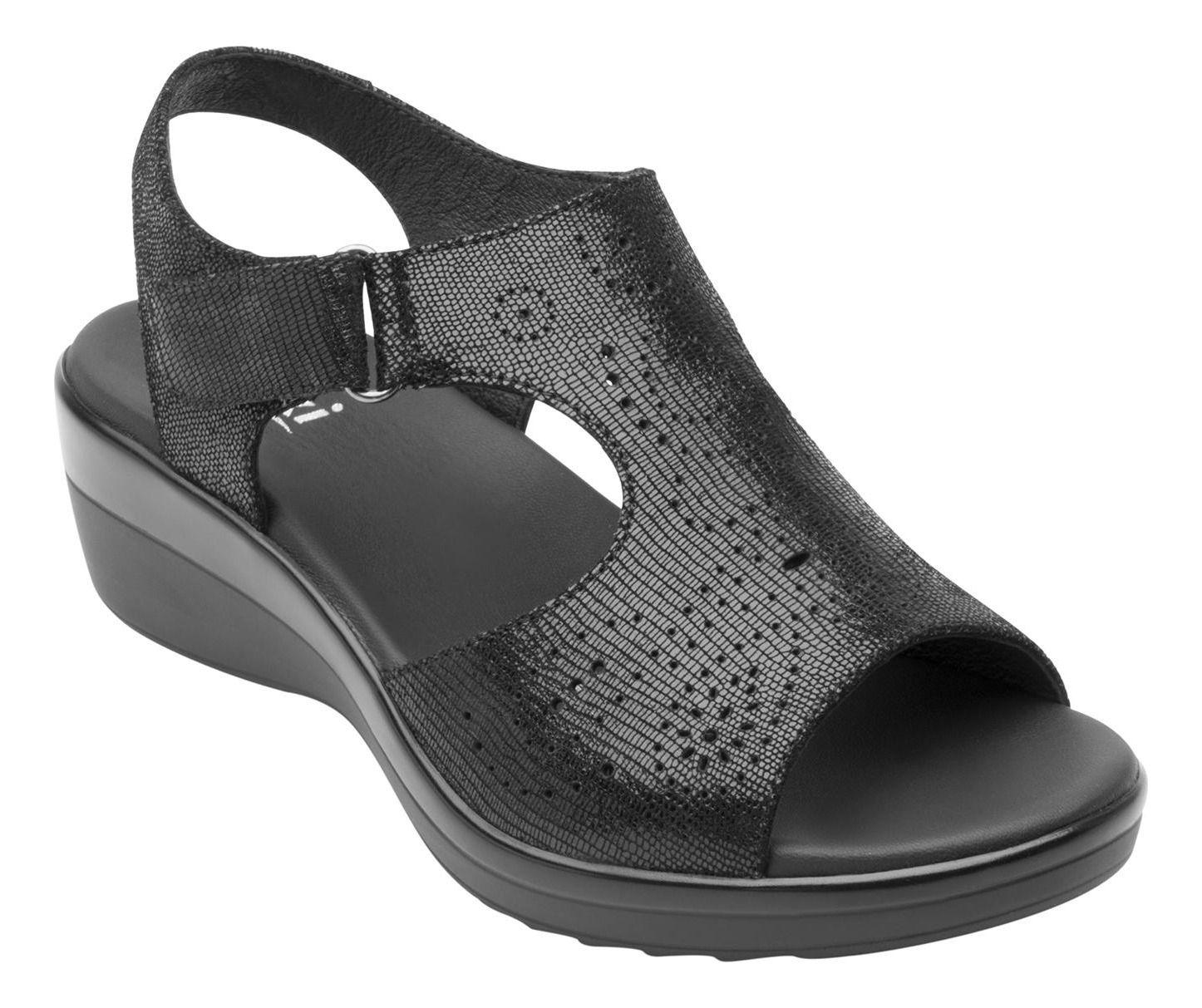 Sandalia Mujer Cuero Amapola Negro Flexi-1