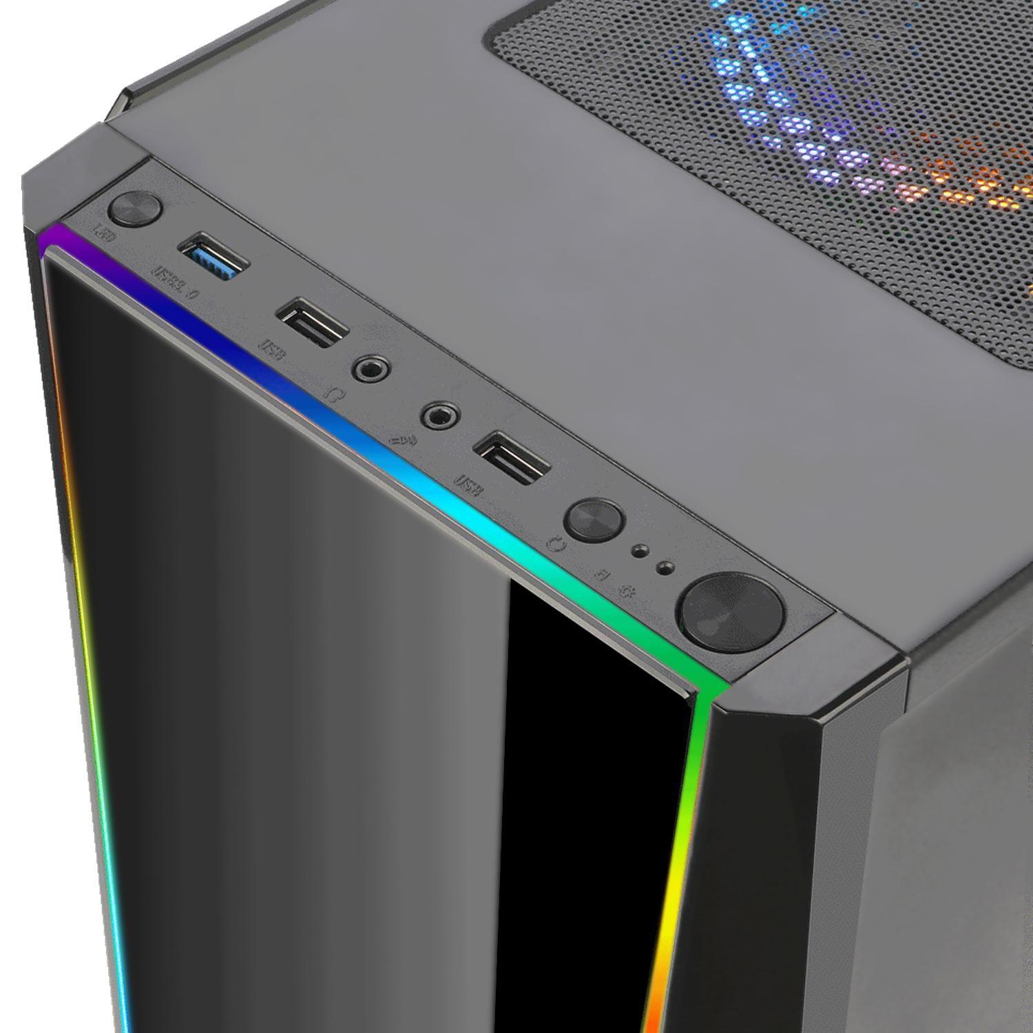GABINETE GAMER TAILGATE VENTANA LATERAL VIDRIO TEMPLADO GC-7-4