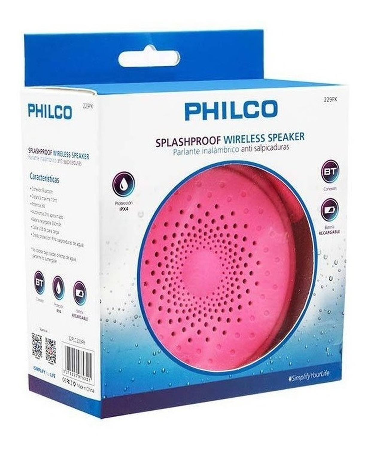 PARLANTE BLUETOOTH 229PK ANTISALPICADURAS ROSADO PHILCO-2