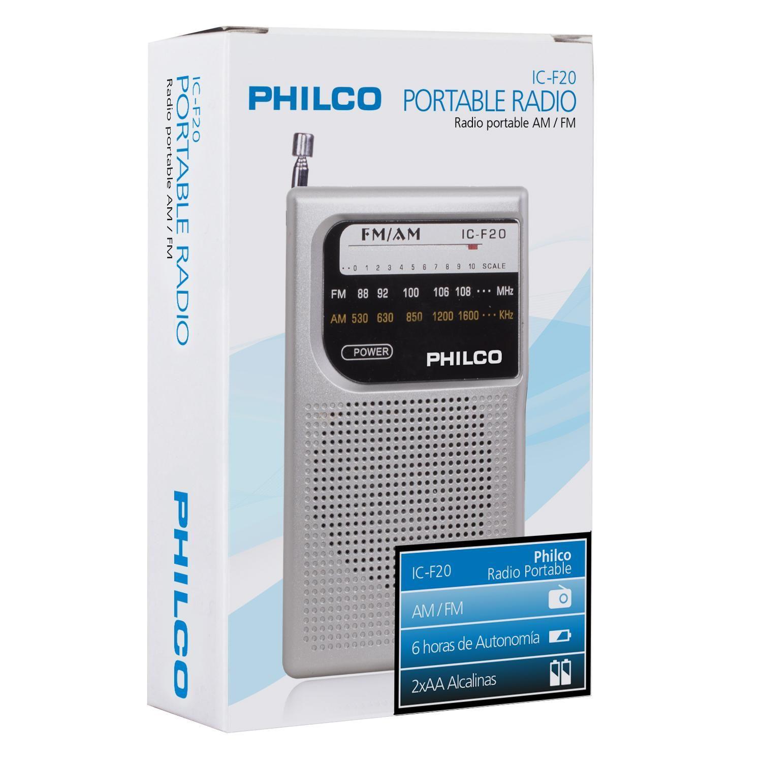 Radio A Pilas Philco Icf-20 Fm/am Portable De Bolsillo Gris-3