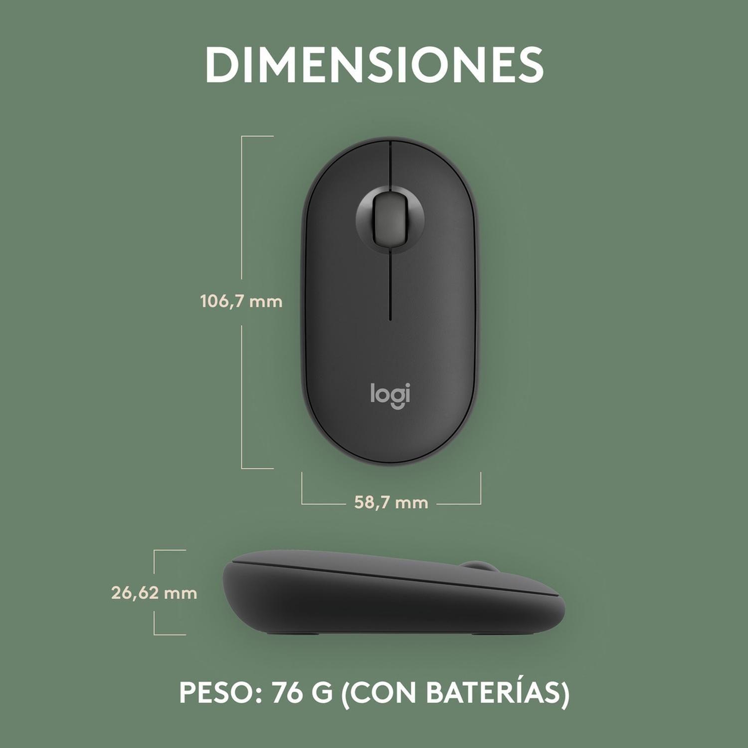 Mouse Inalámbrico Logitech Pebble 2 M350S, Bluetooth, Grafito-5