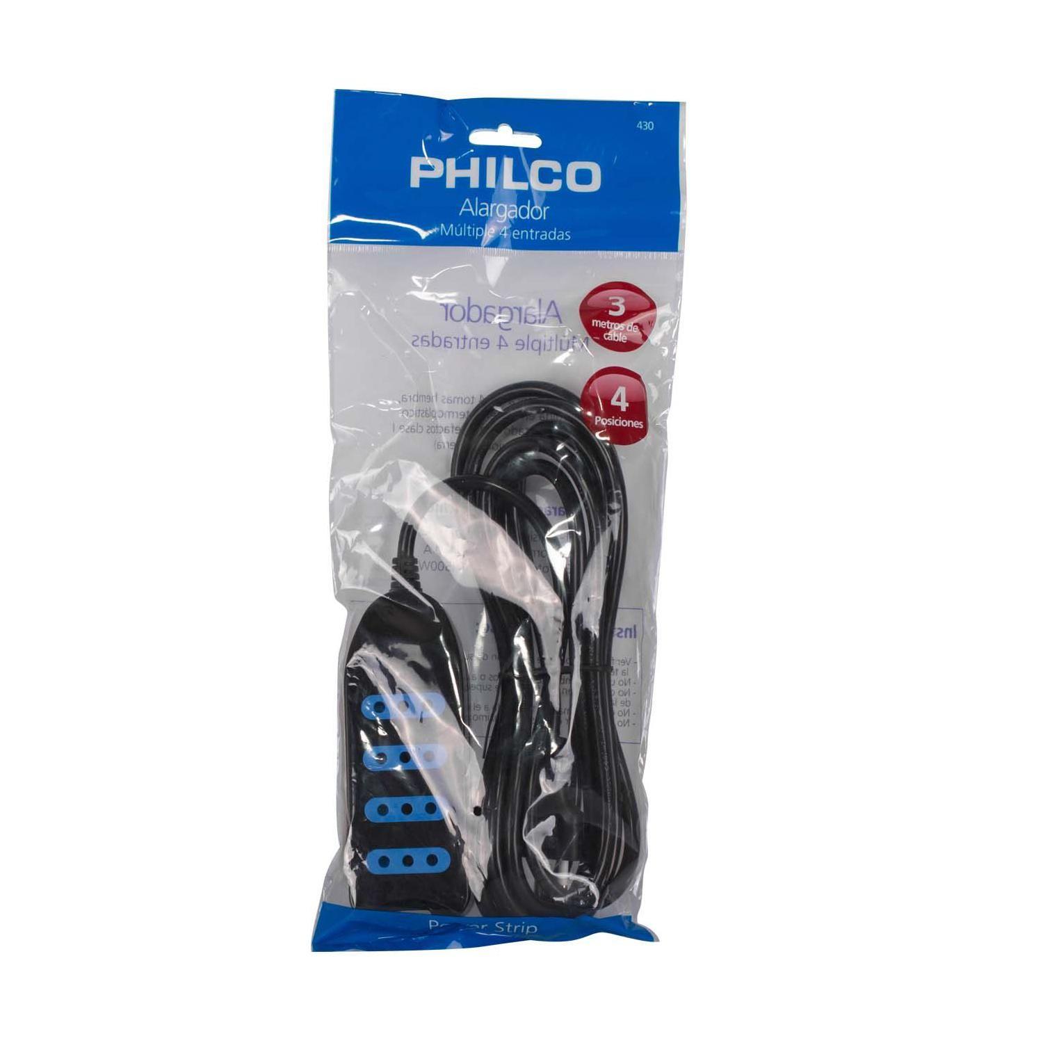Alargador Philco 430n 4 Tomas 3m Negro-4