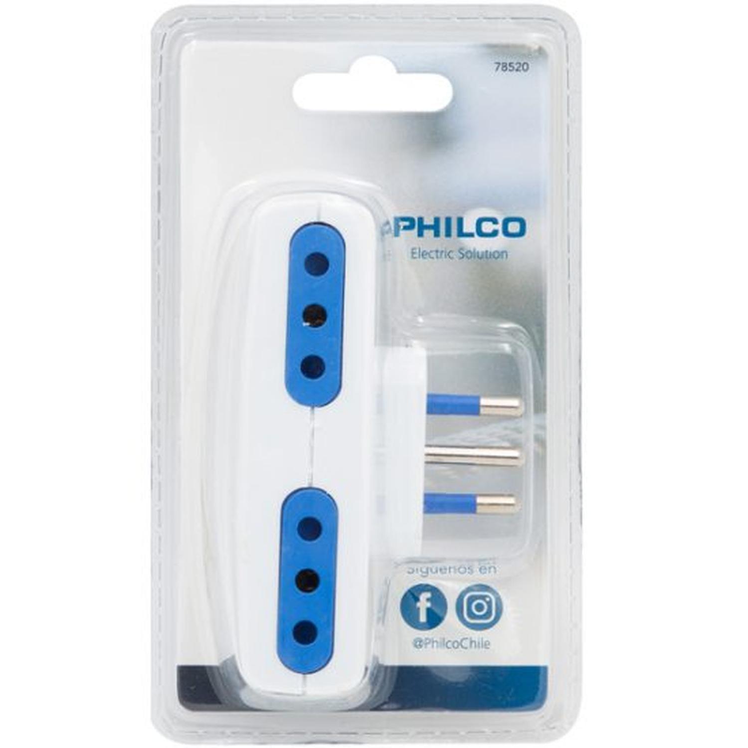 ENCHUFE CUADRUPLE 2P + T 10A 250V BLANCO PHILCO-1