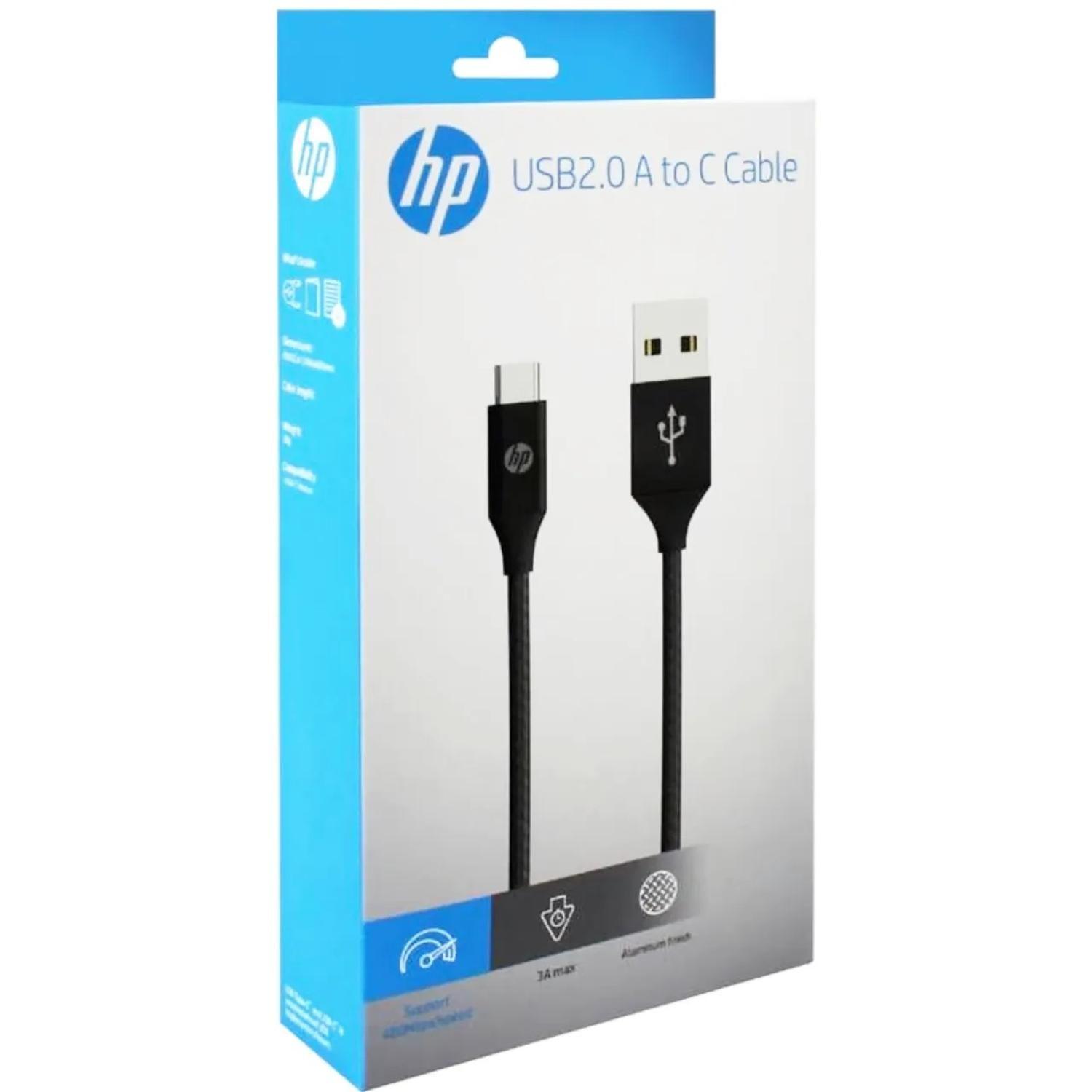 DHC-TC102-1M CABLE TRENZADO USB 2.0 A USB-C 1 METRO NEGRO HP-0