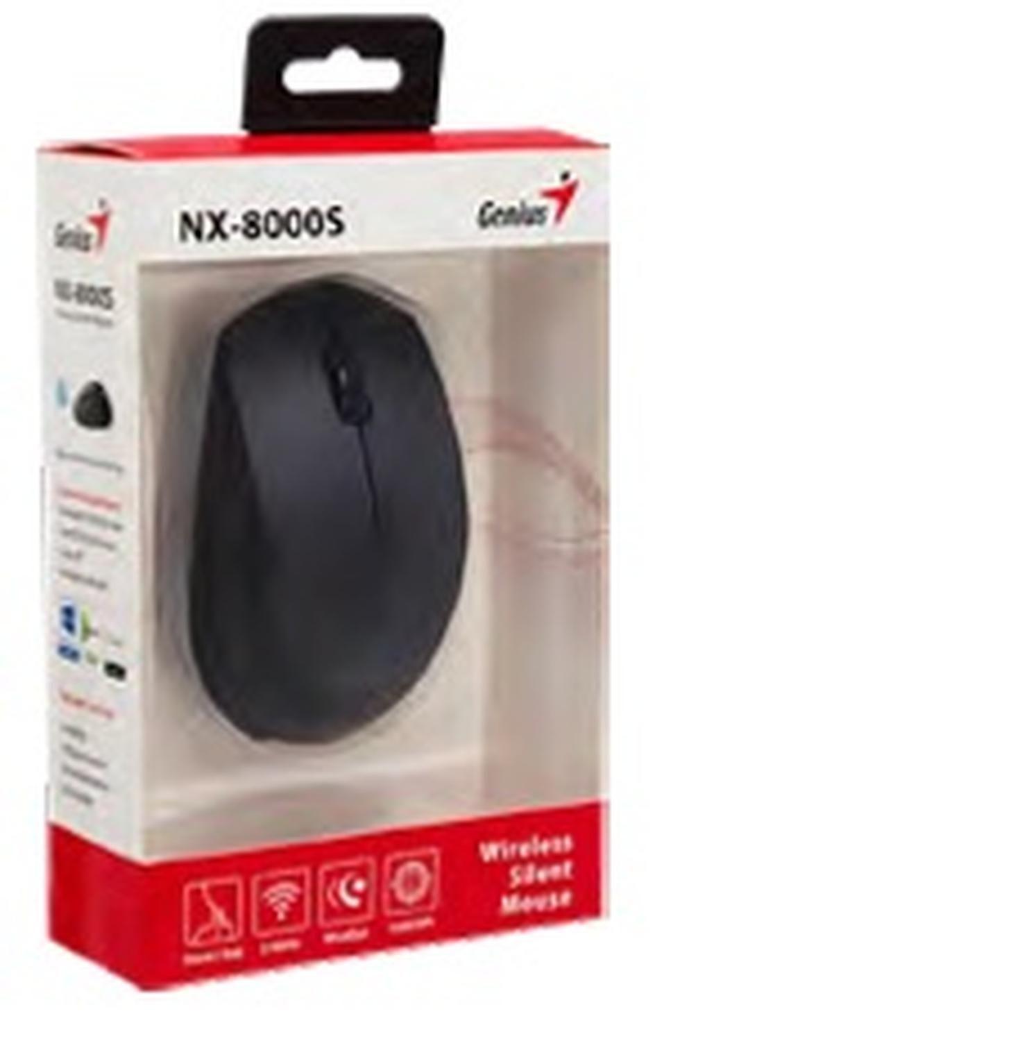 NX-8000S 2.4GHz WIRELESS SILENT MOUSE, AA x 1 BLACK GENIUS-0