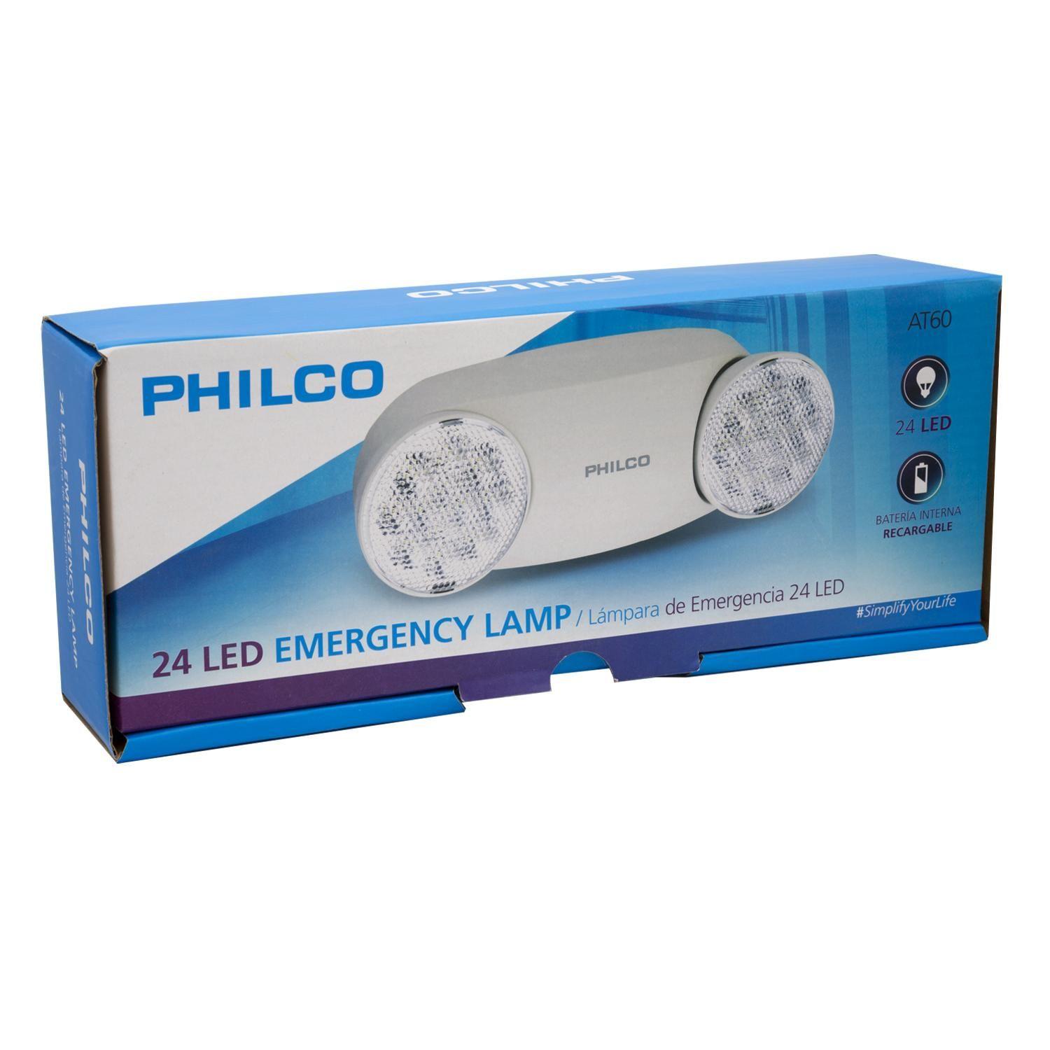 LAMPARA DE EMERGENCIA AT60 2 FOCOS FIJA PHILCO-0