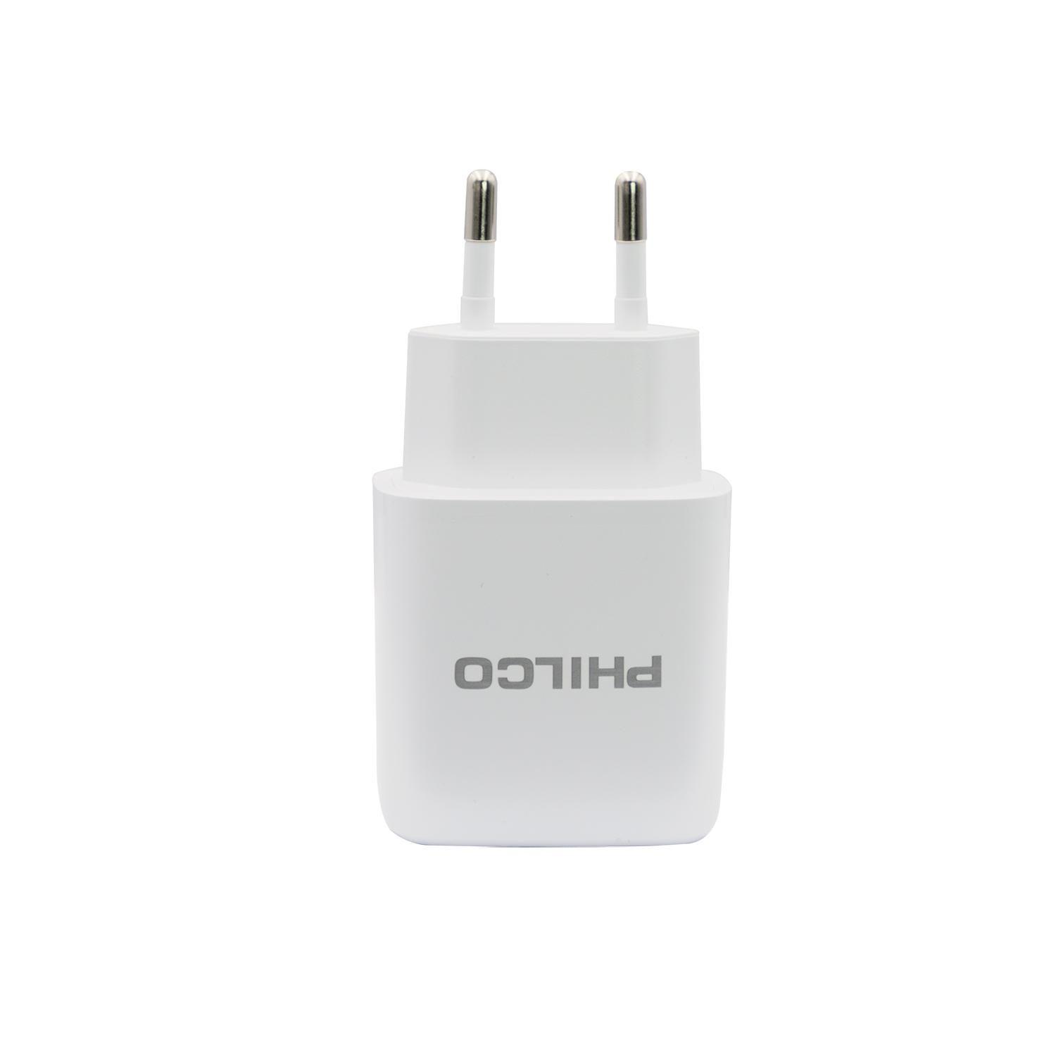 CARGADOR DE PARED QUALCOM PHILCO C/PUERTO TIPO C Y CABLE LIGHTNING-2