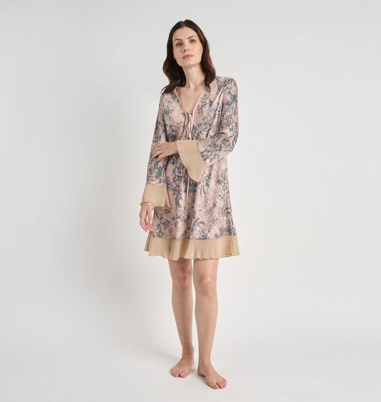 CAMISOLA MUJER BARBIZON SESGO BEIGE ESTAMPADO-0