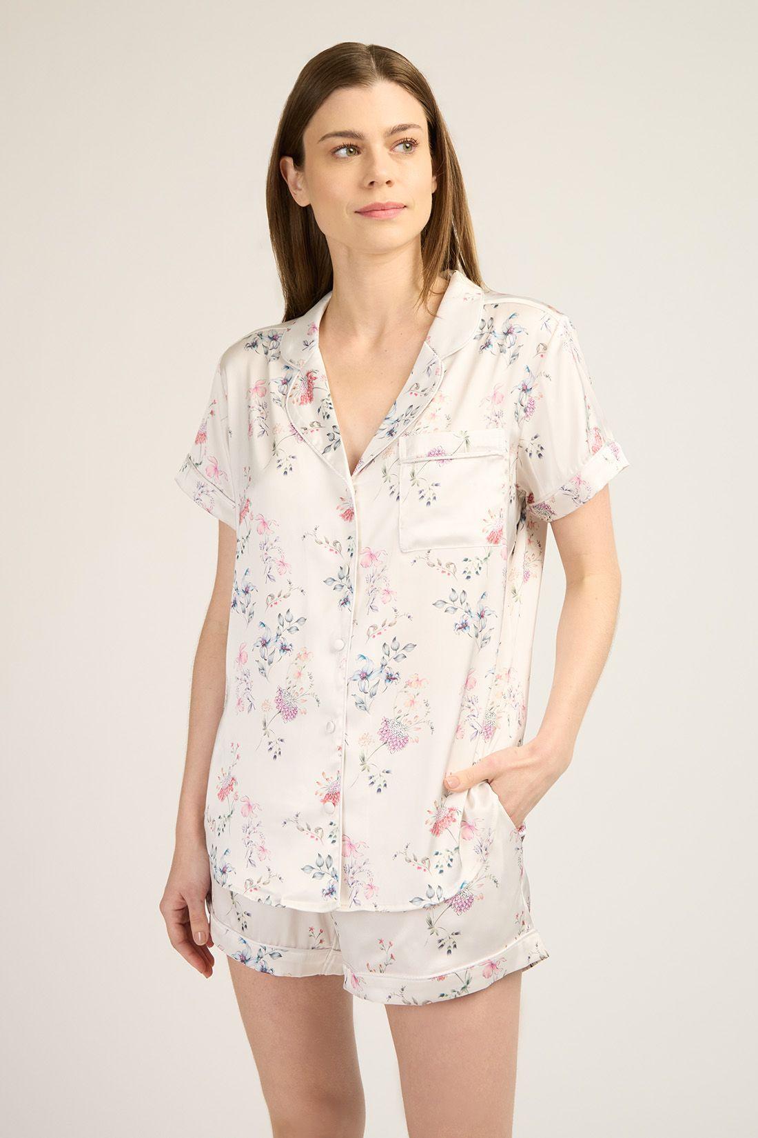 PIJAMA MUJER BARBIZON ROMA SH IVORY FLOR-1