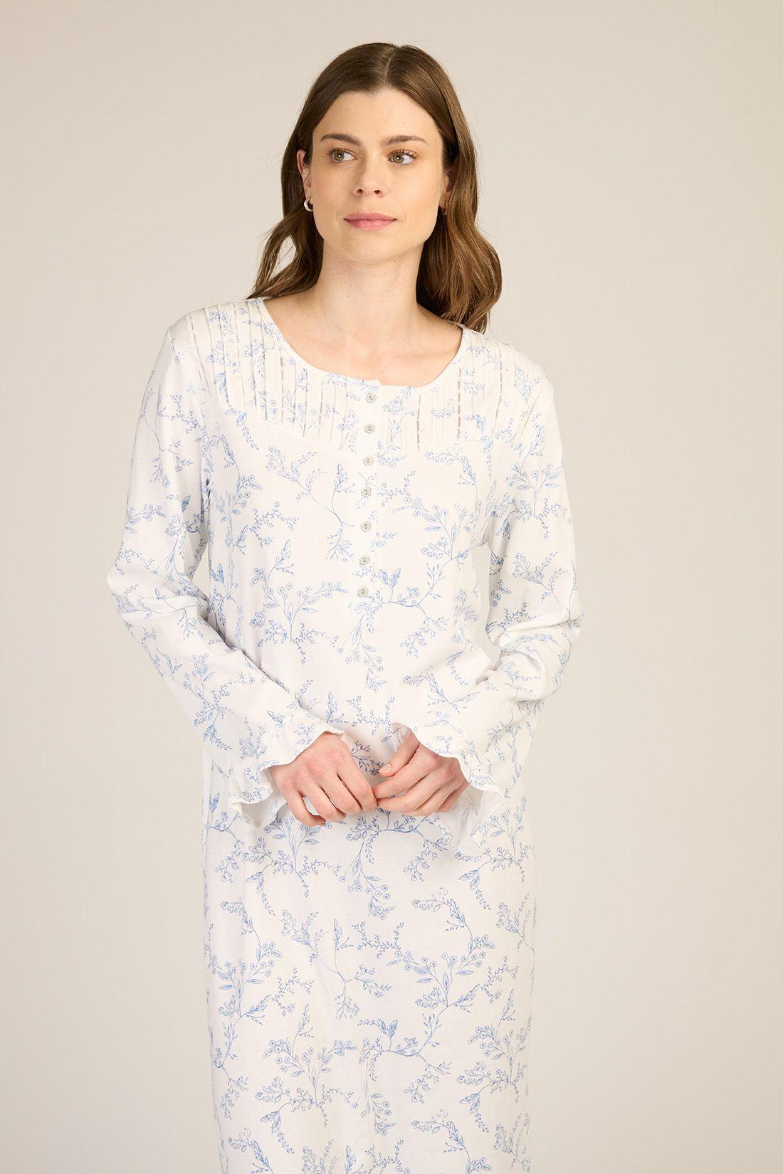 CAMISA MUJER BARBIZON TRAD LUZ FLORES AZULES-1