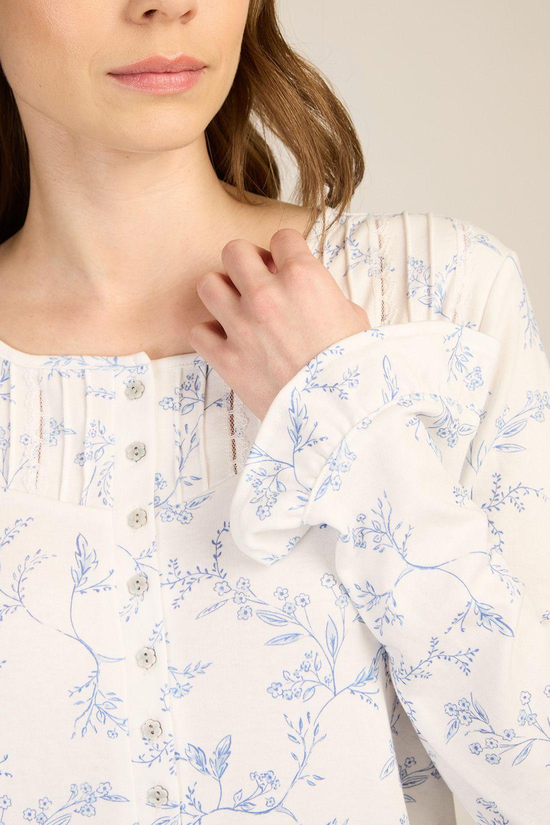 CAMISA MUJER BARBIZON TRAD LUZ FLORES AZULES-4
