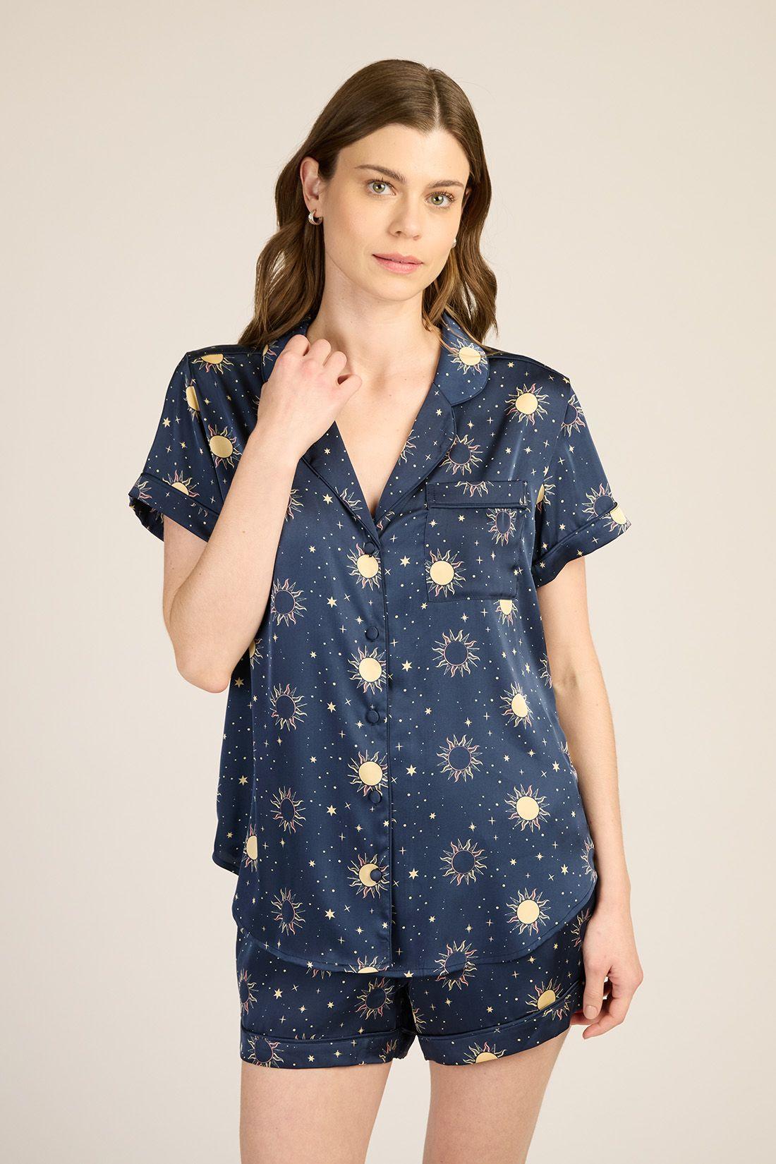 PIJAMA MUJER BARBIZON ROMA SH AZUL ESTAMPADO-1