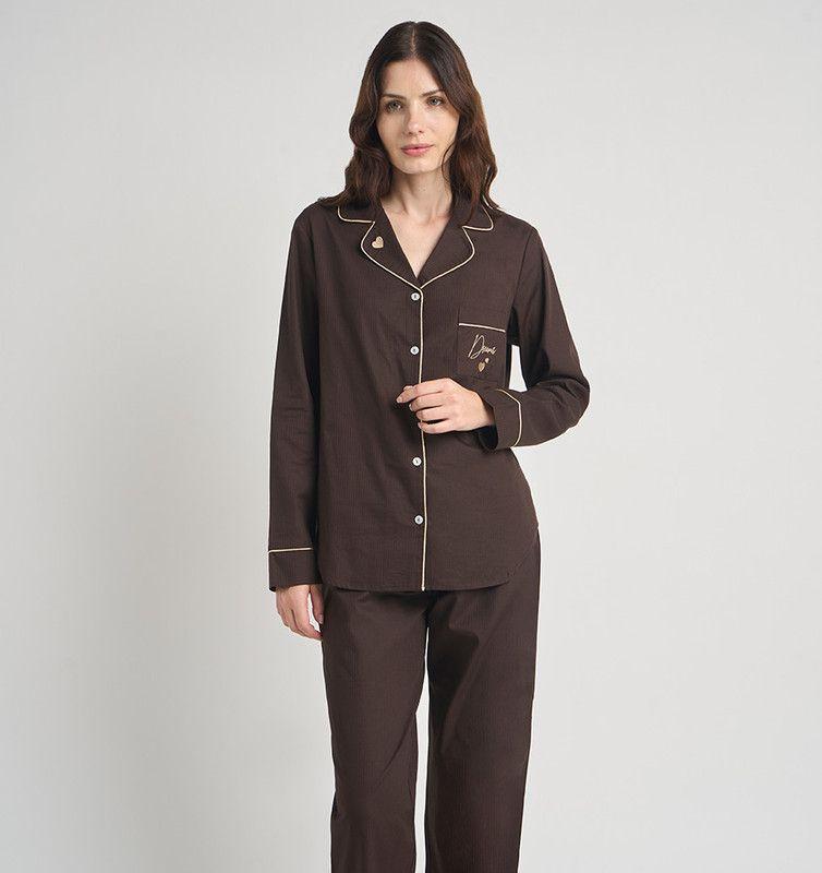PIJAMA MUJER BARBIZON MARGARET SPORT CHOCOLATE-2