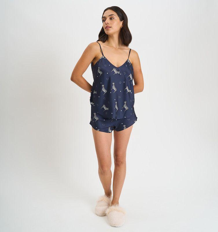 PIJAMA MUJER BARBIZON CAMI AZUL ESTAMPADO-0