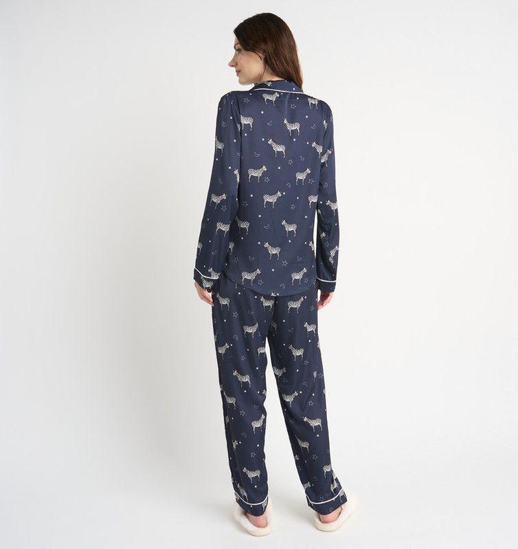 PIJAMA MUJER BARBIZON ROMA AZUL ESTAMPADO-1