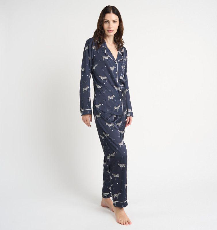 PIJAMA MUJER BARBIZON ROMA AZUL ESTAMPADO-4