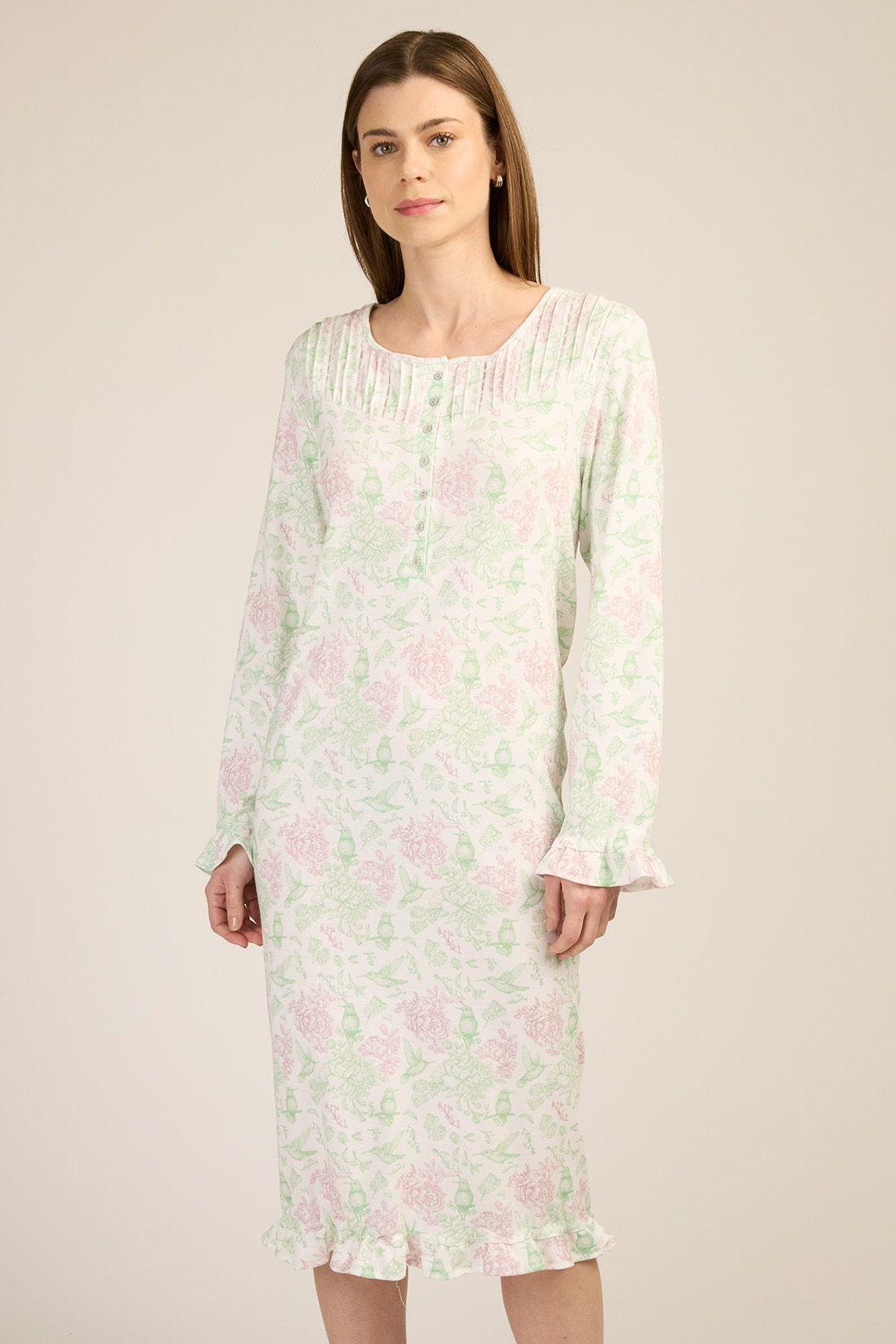 CAMISA MUJER BARBIZON TRAD LUZ FLORES VERDES-1