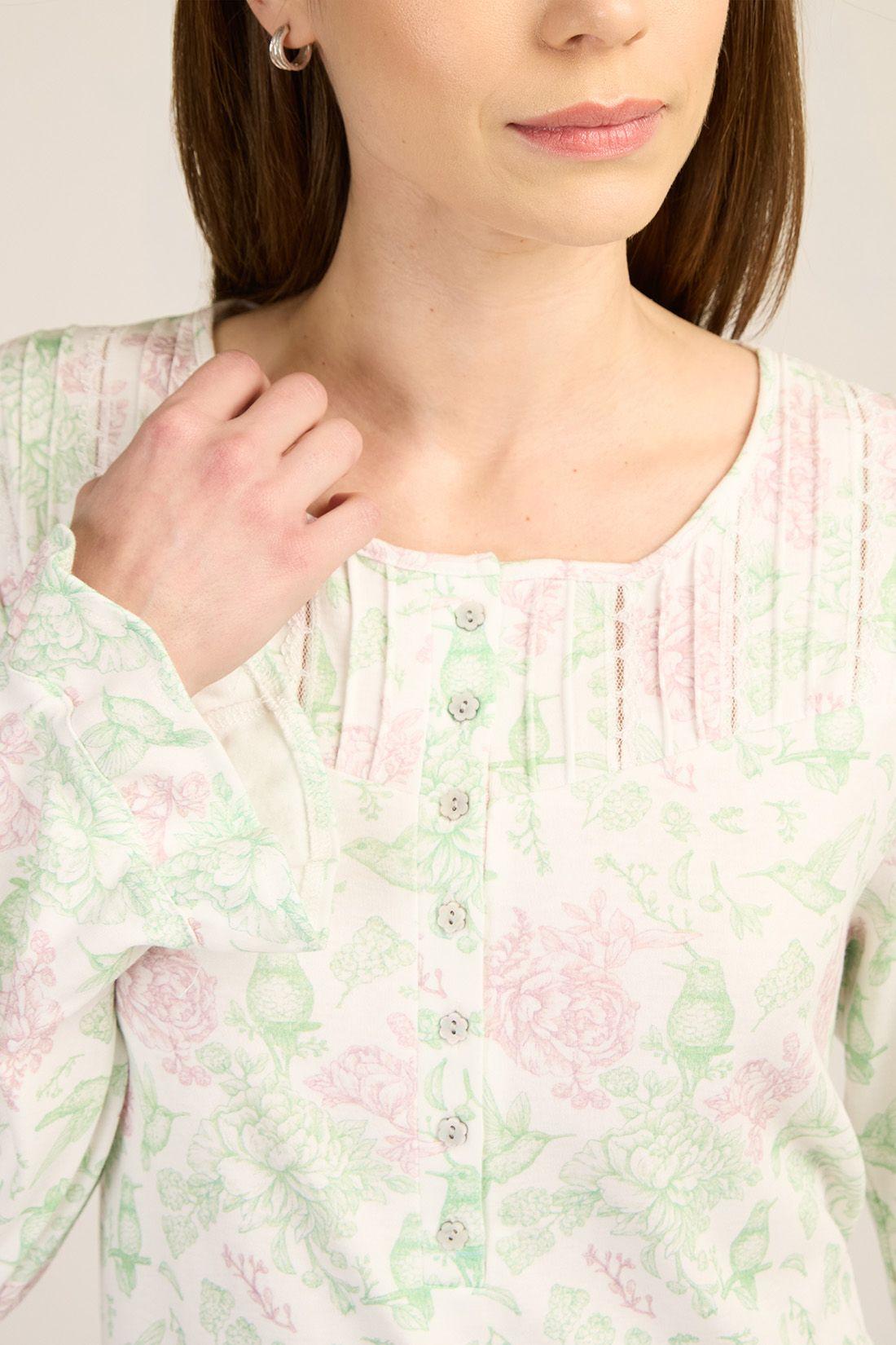 CAMISA MUJER BARBIZON TRAD LUZ FLORES VERDES-4