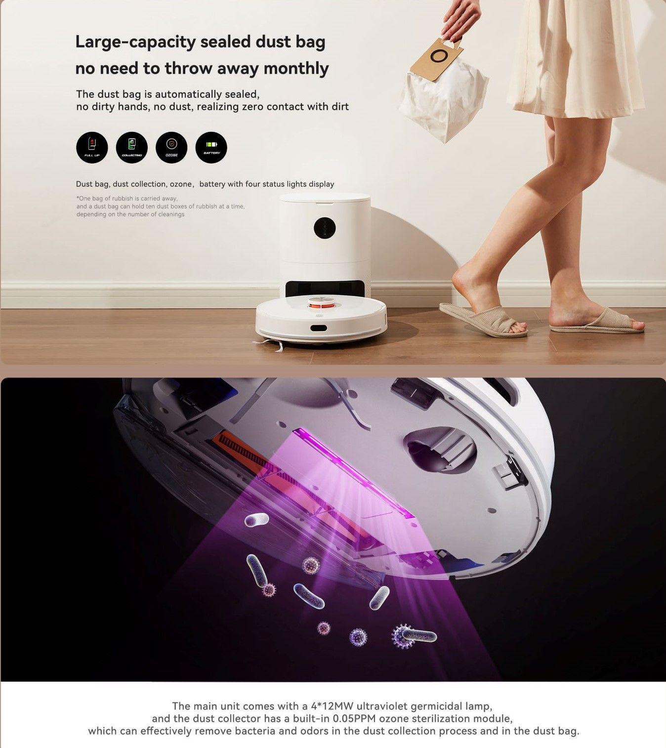 Aspiradora Trapeadora Robot con Descarga Automatica Xiaomi Lydsto S1 Blanca-2