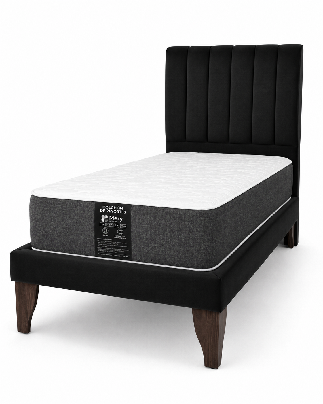Cama Plaza y Media Turin Respaldo Base Colchon Mery Desing-2
