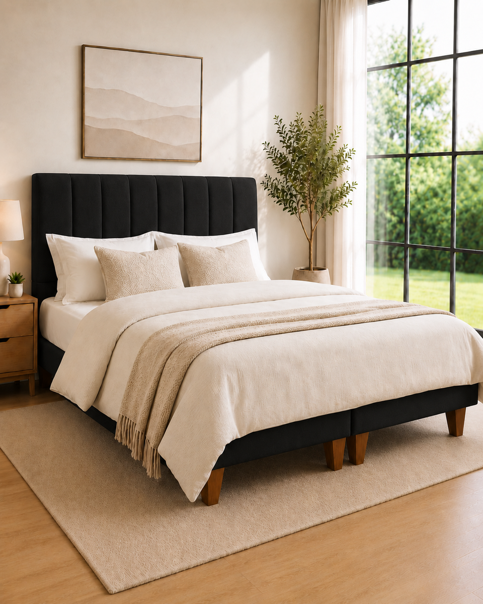 Cama King Size Completa Base mas Respaldo Turin mas Colchon Mery Desing-2