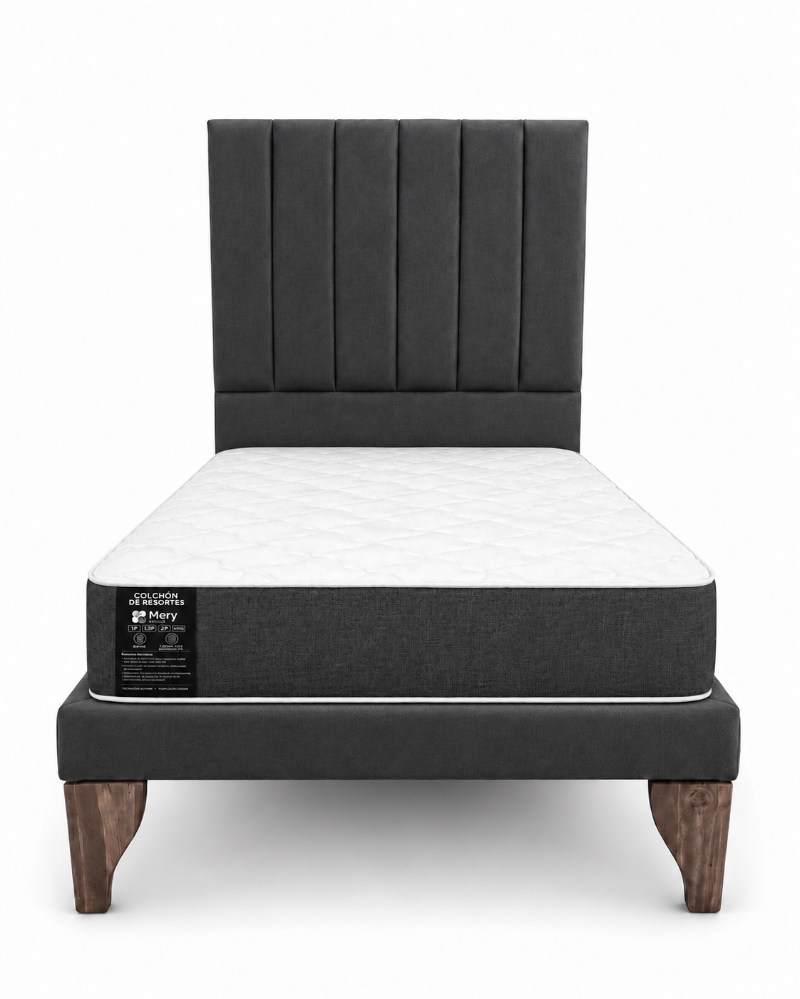 Cama 1 Plaza Turin Respaldo Base Colchon Mery Desing-2