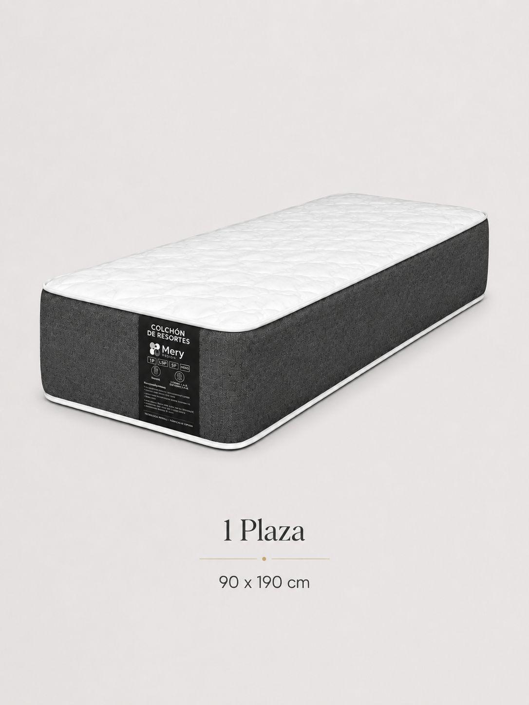 Cama 1 Plaza Turin Respaldo Base Colchon Mery Desing-5