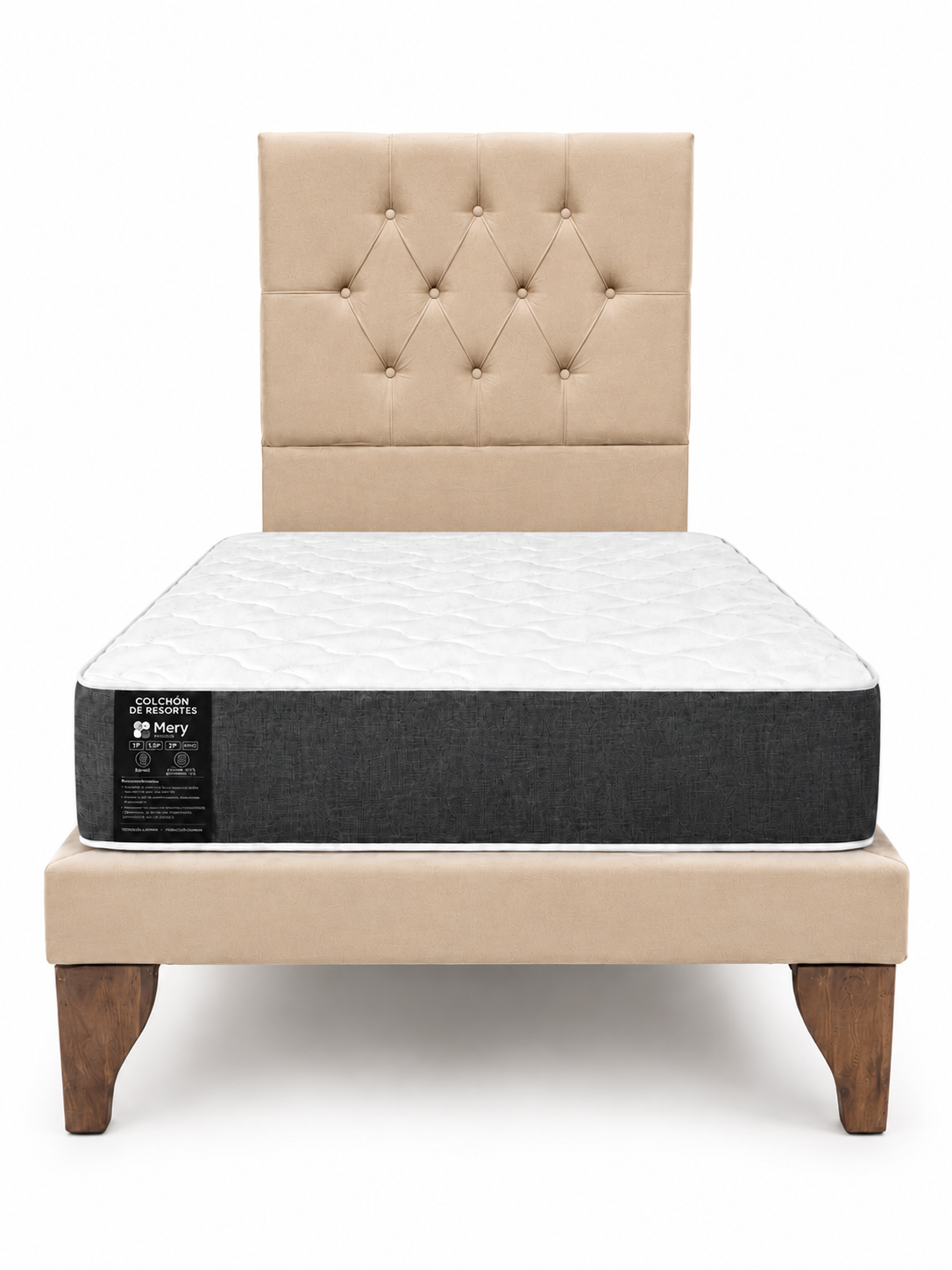 Cama Plaza y Media Capitone Colchon Mery Desing-2