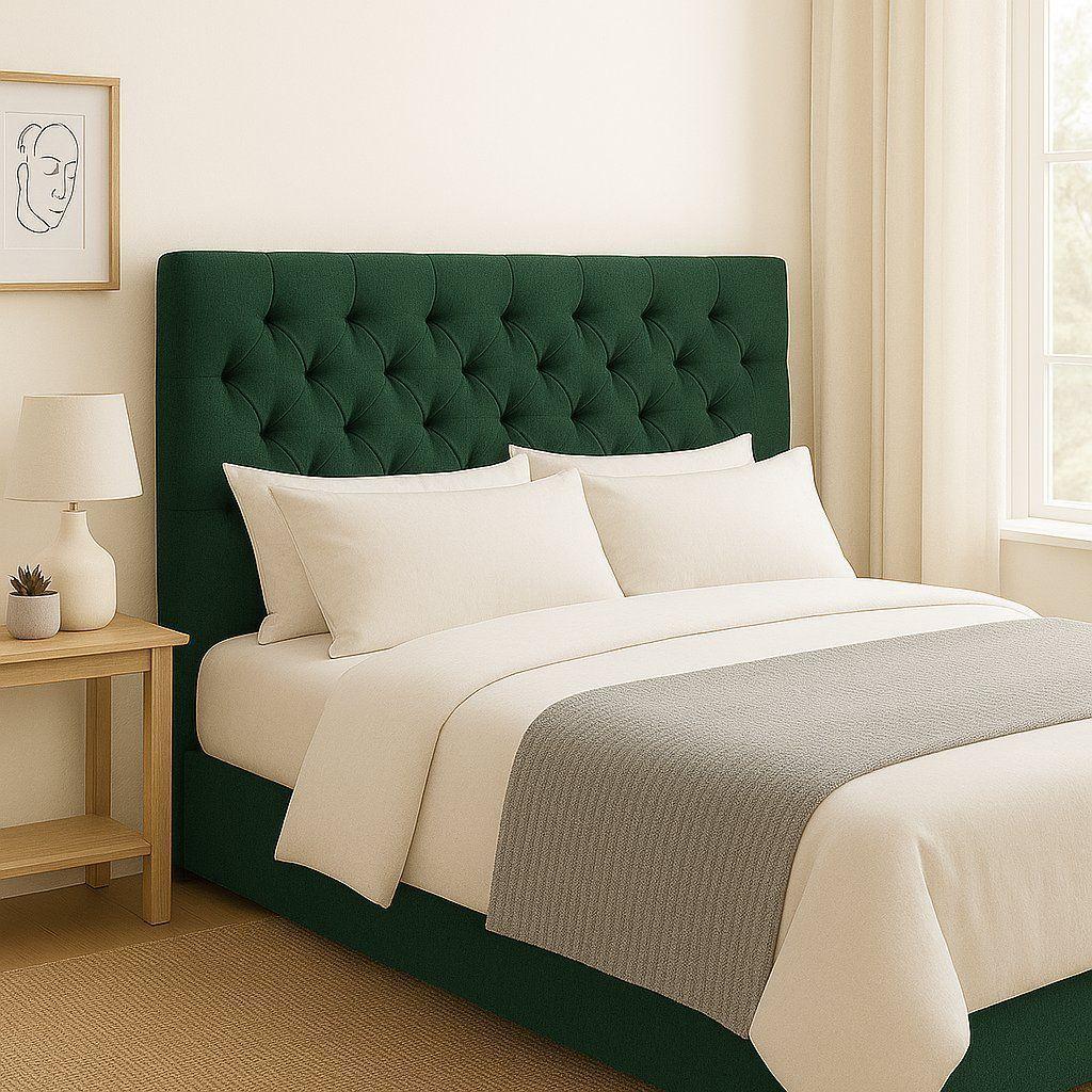 Respaldo De Cama 2 Plazas Verde Botella Top Quality-2