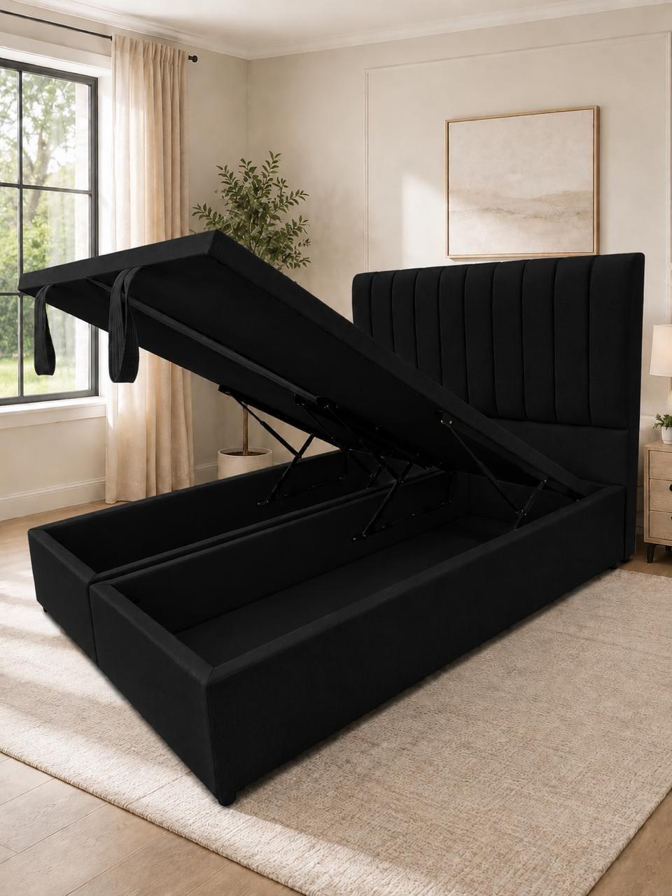 Cama Baul King Turin Onyx Con Sistema Hidr ulico-4