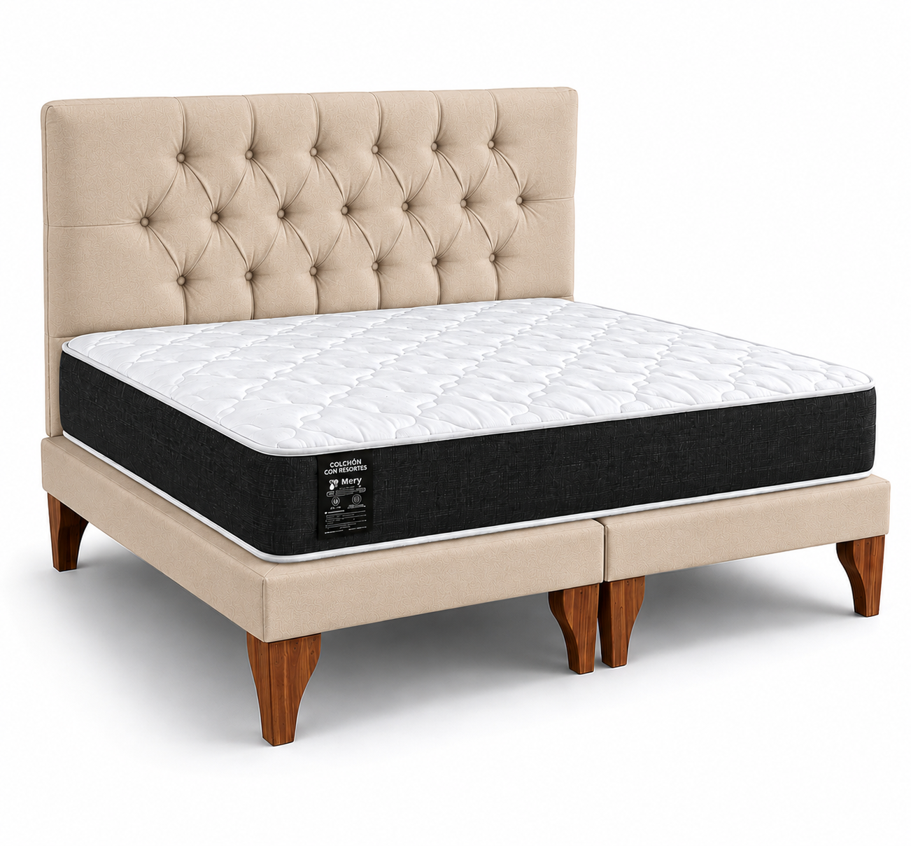 Cama 2 Plazas Capitone Con Colchon Mery Desing-2