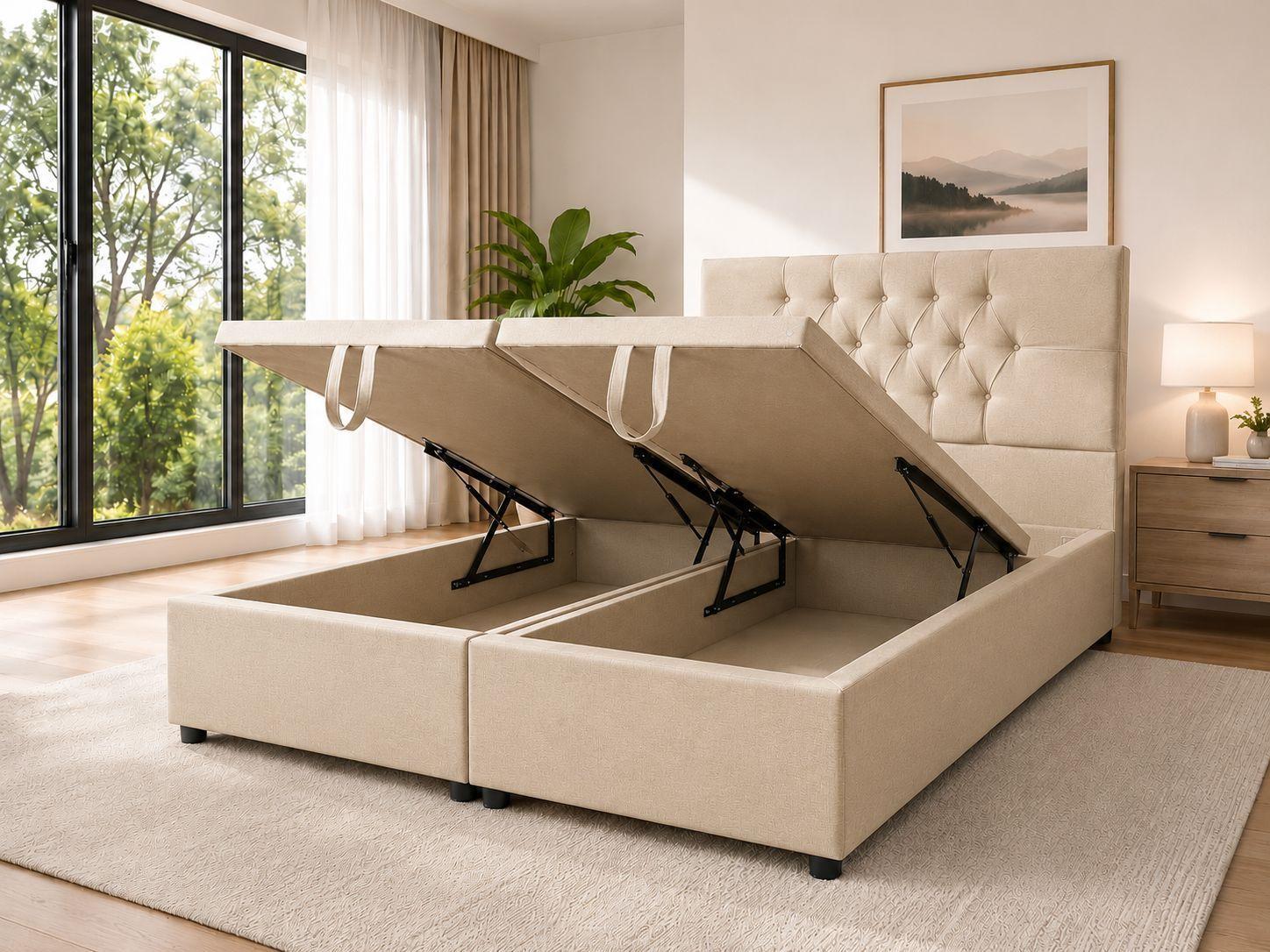Cama Baul King Capitone Onyx Con Sistema Hidr ulico-3