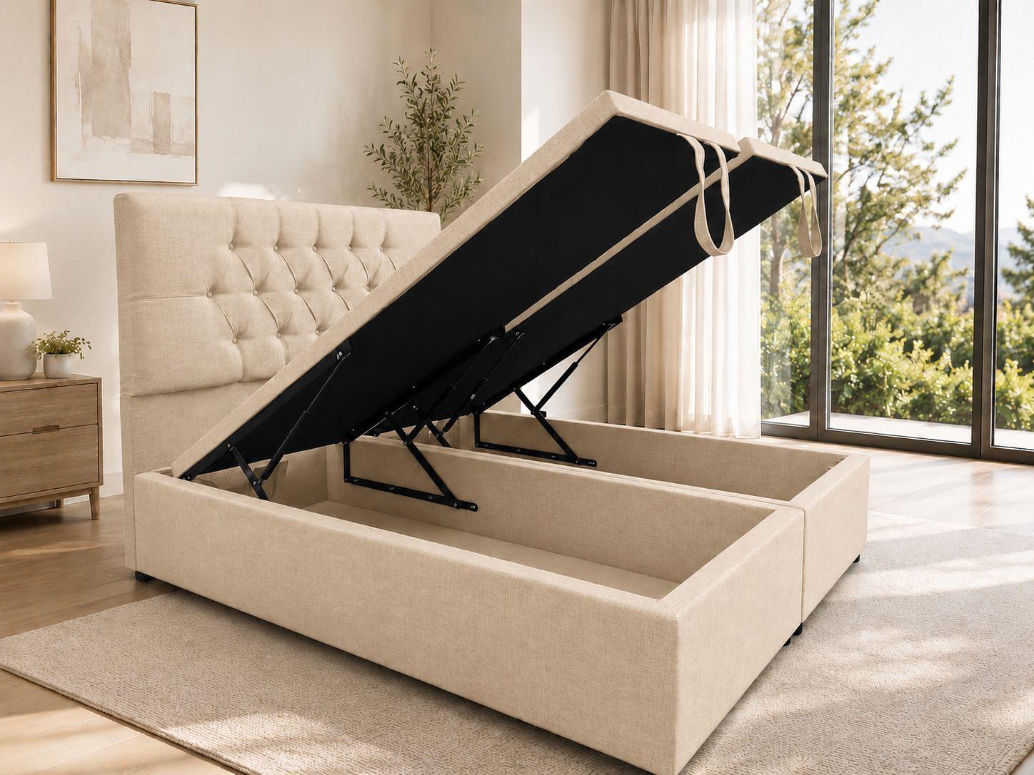 Cama Baul King Capitone Onyx Con Sistema Hidr ulico-5