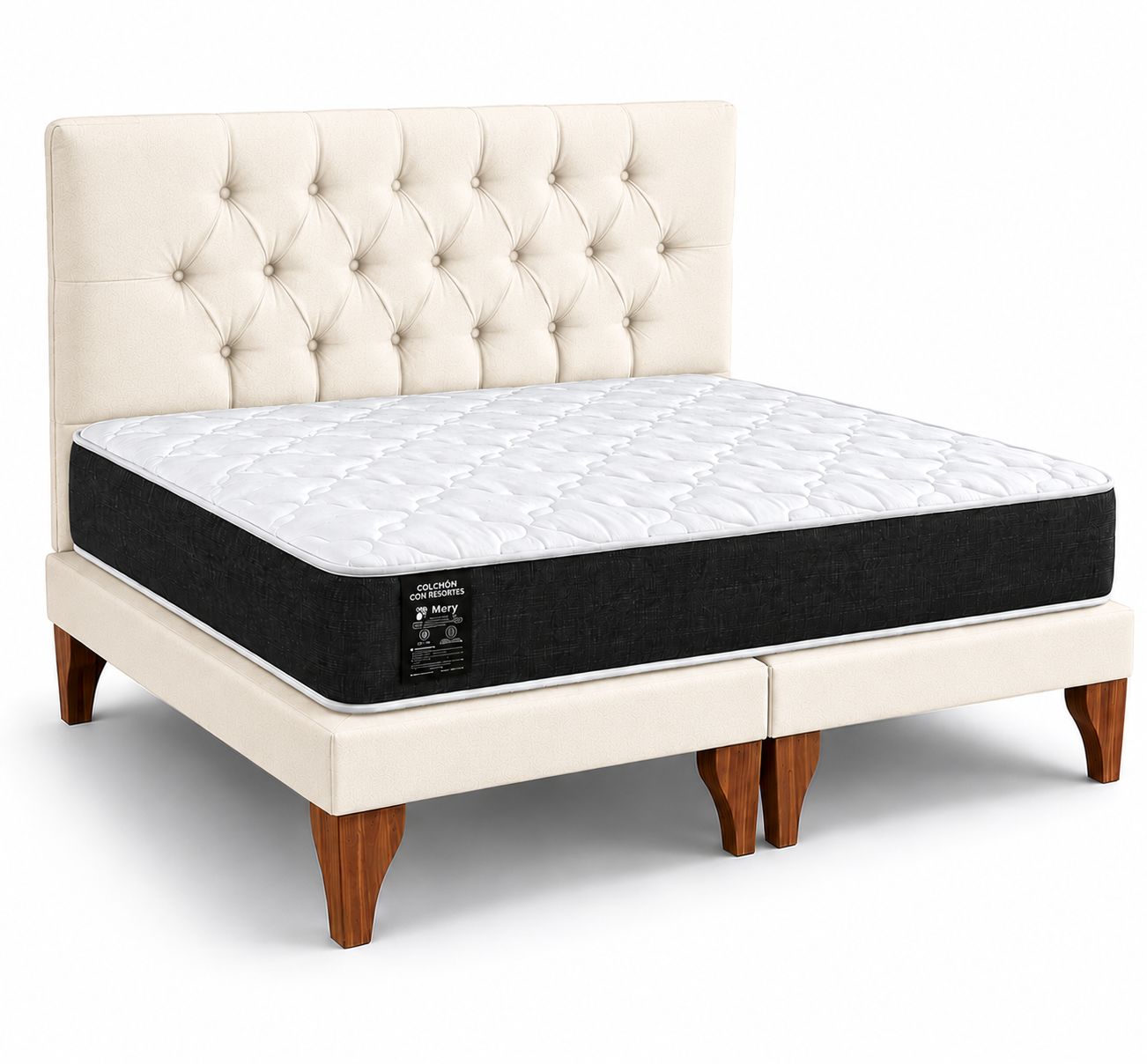 Cama 2 plaza Capitone Respaldo 2P Con Colchon 2P Mery Desing-2