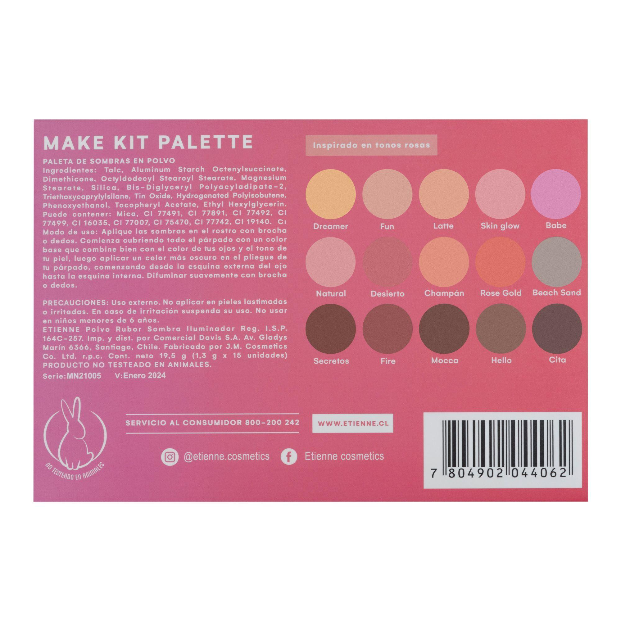 Paleta de Sombras Make kit Nude 15 Colores Etienne-4