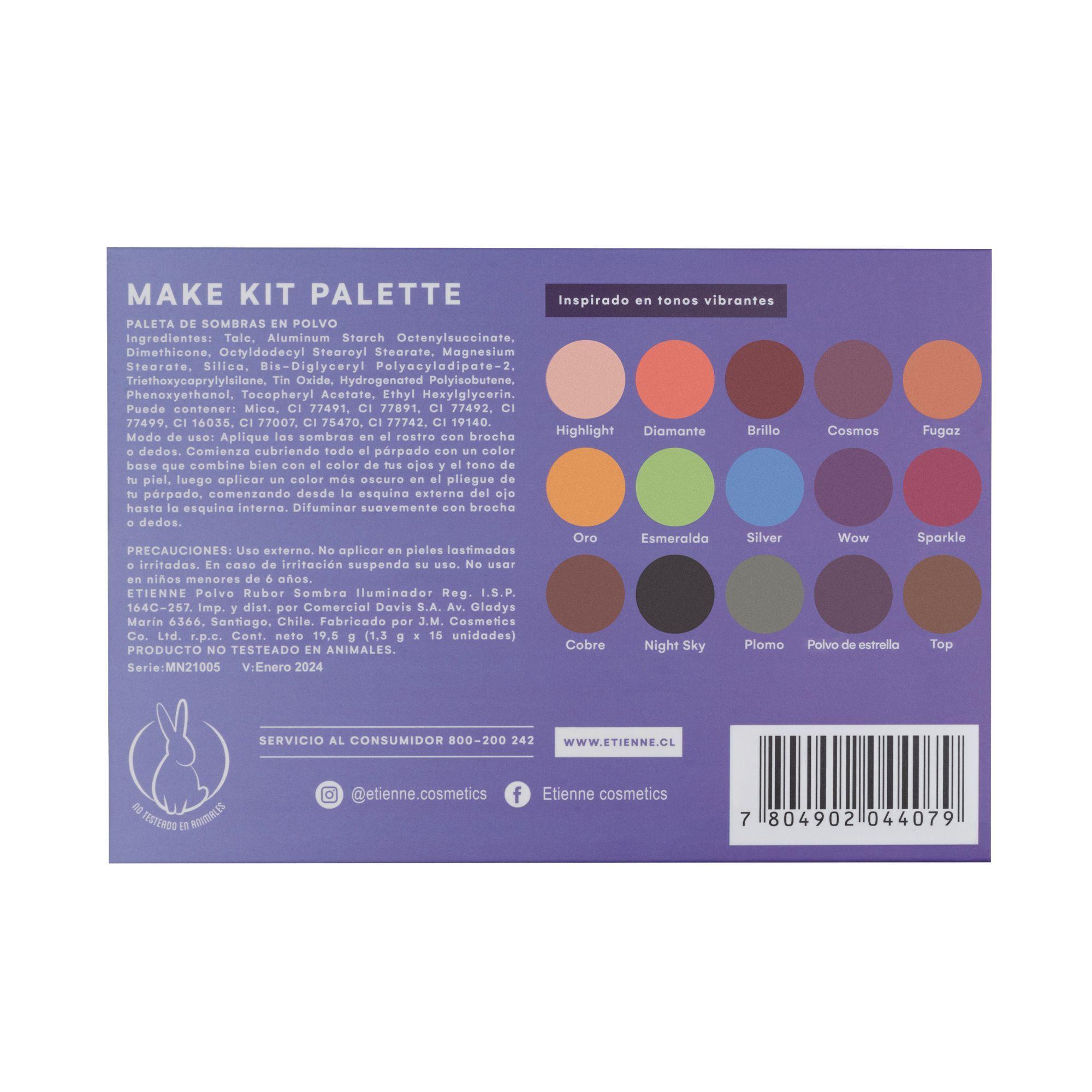 Paleta de Sombras Make kit Shine 15 Colores Etienne-4