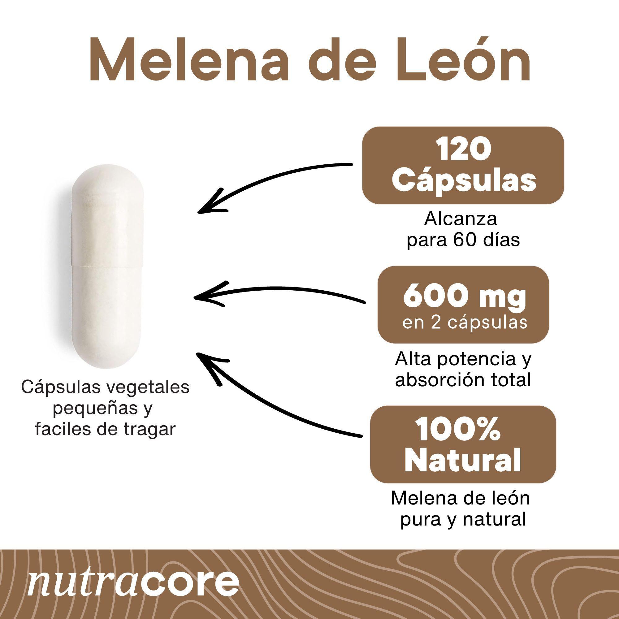 Melena de León 600mg Pack 2x60 Cápsulas Natural NutraCore-1