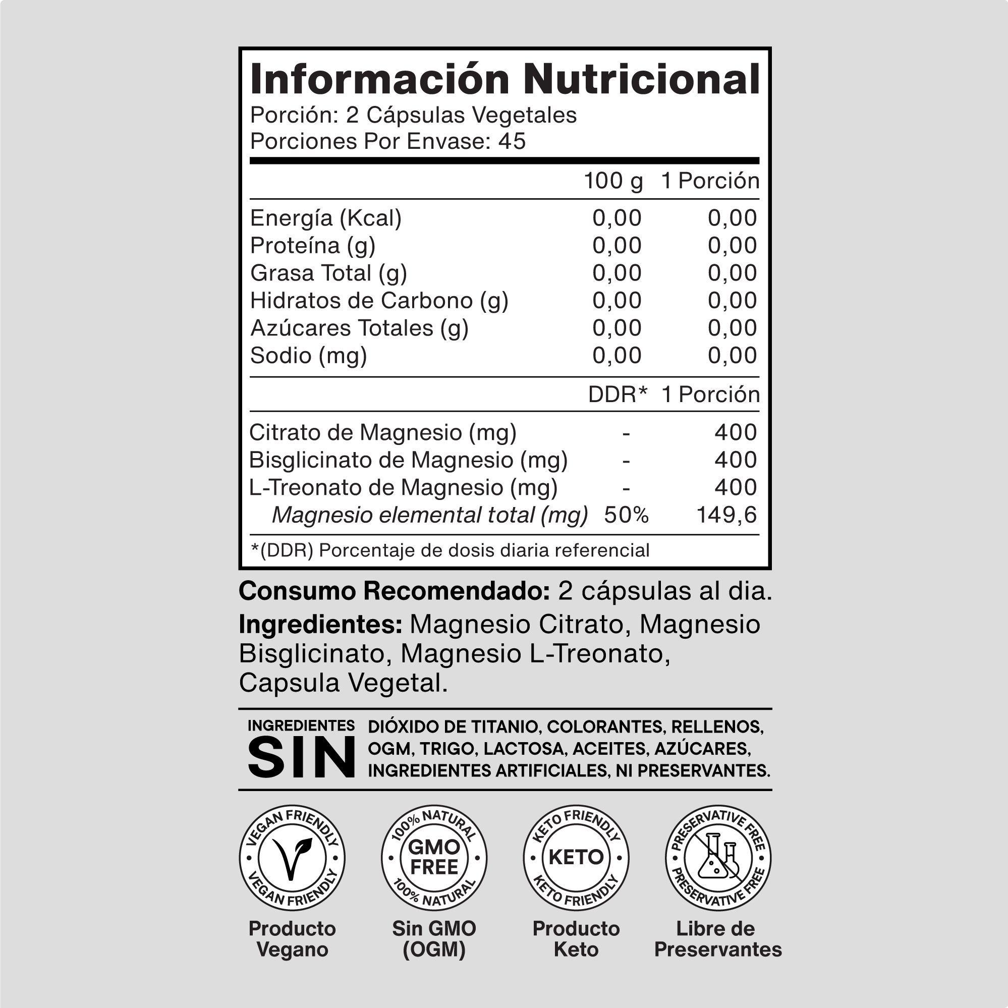 Triple Magnesio Complex 1200mg 90 C psulas Vegetales NutraCore-2