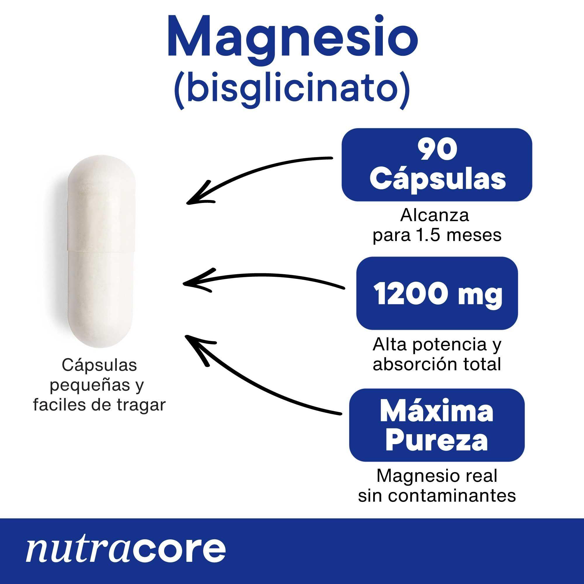 Bisglicinato De Magnesio 1200mg - 90 Cápsulas - Nutracore-1