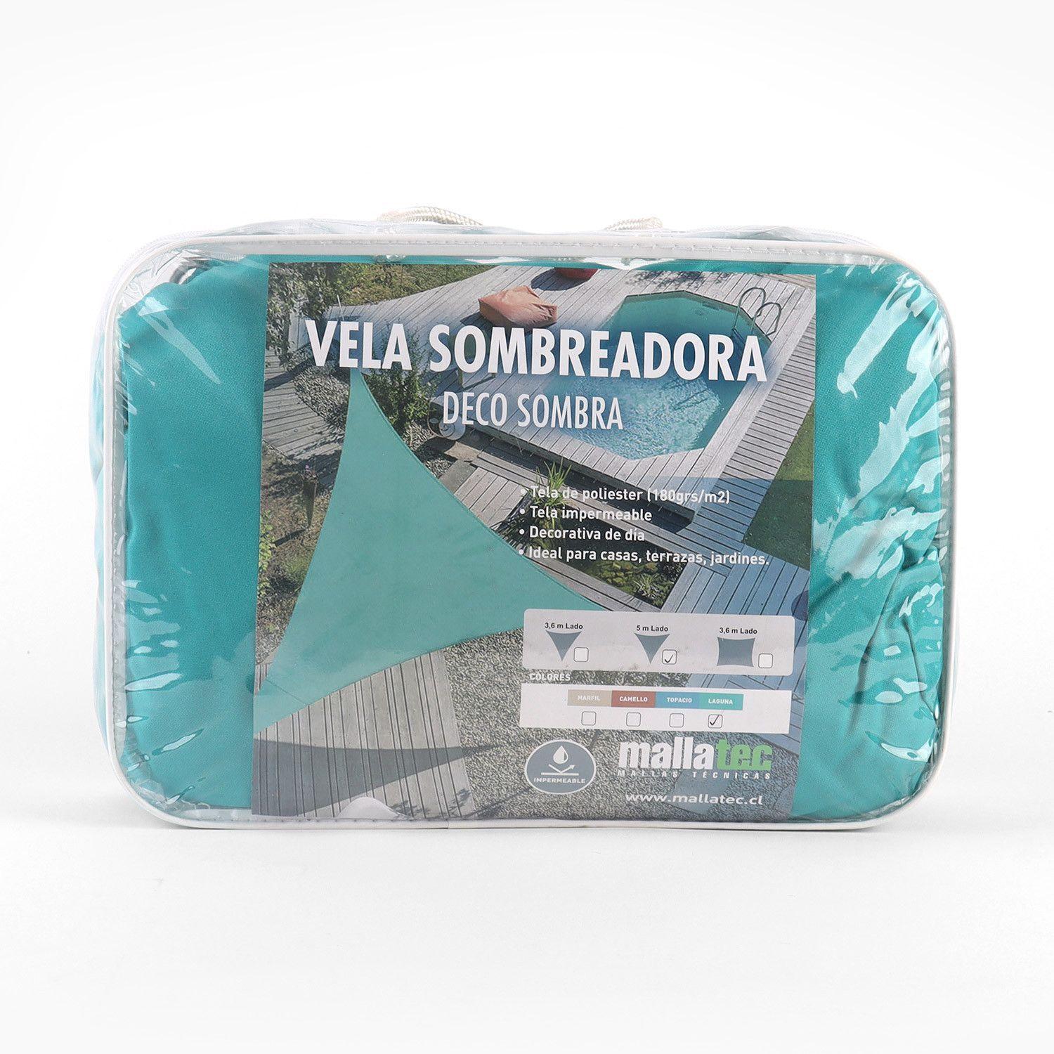 Vela Sombreadora Deco, Color Laguna, Triangular 5m x Lado-0