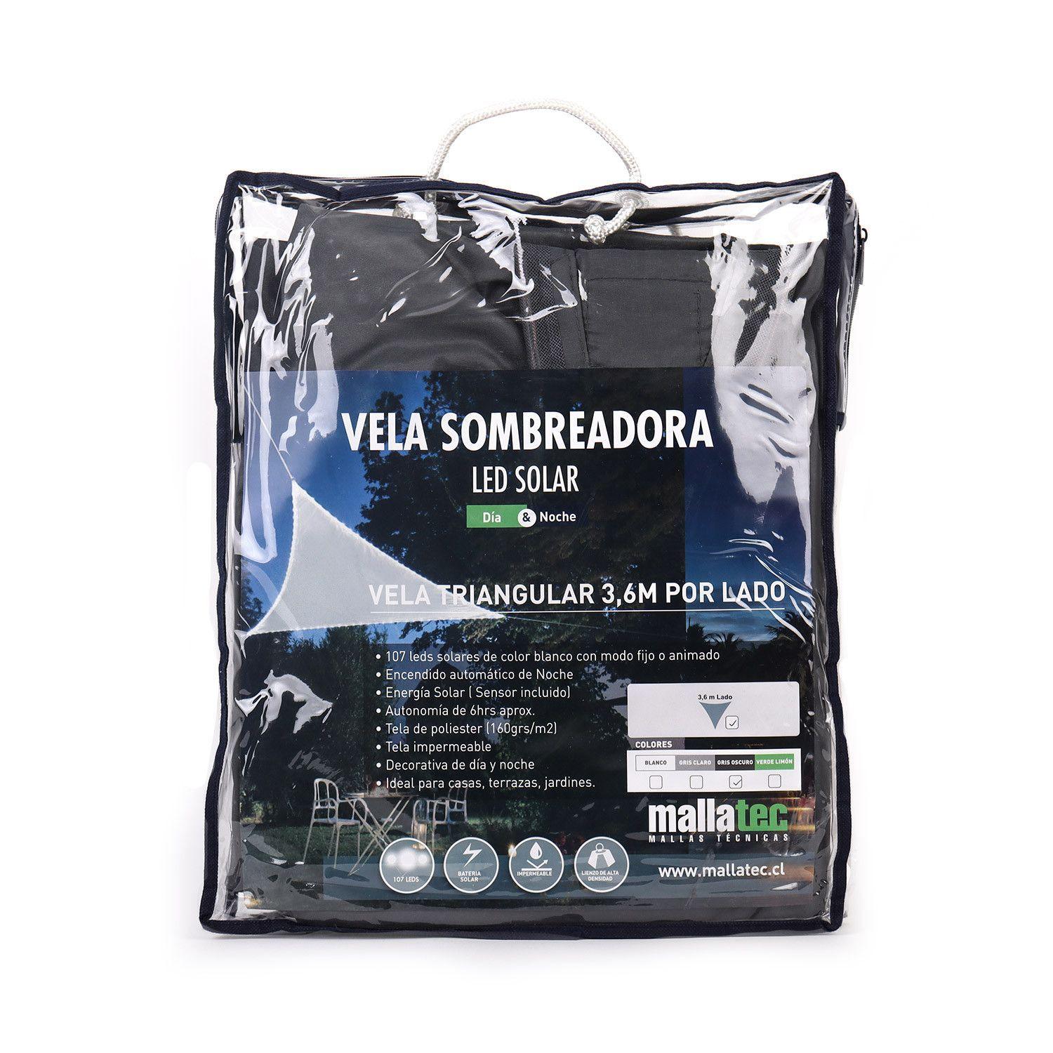 Vela Sombreadora LED Borde, Gris Oscuro, Triangular 3,6 x Lado-0
