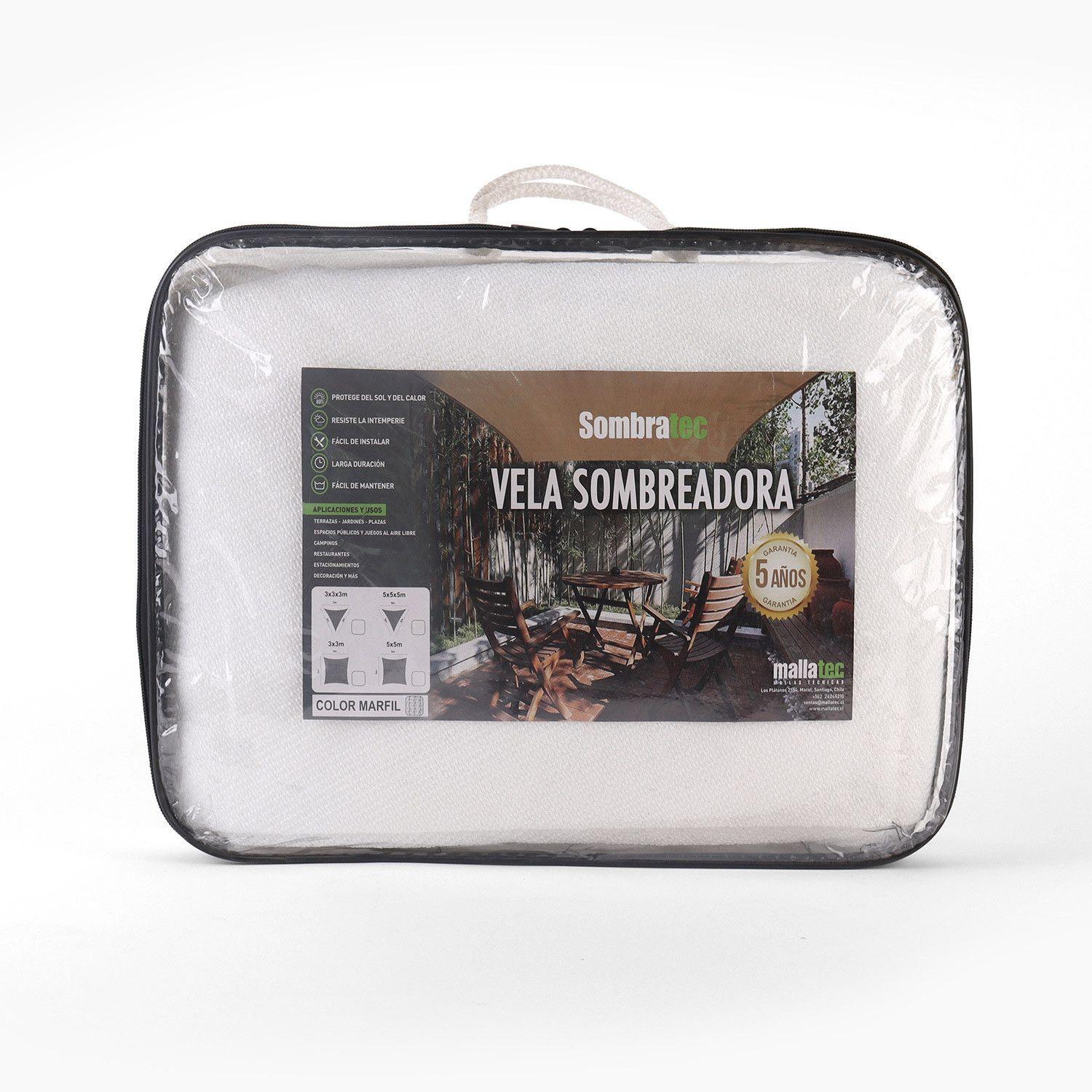 Vela sombreadora triangular 5x5x5 m marfil-0