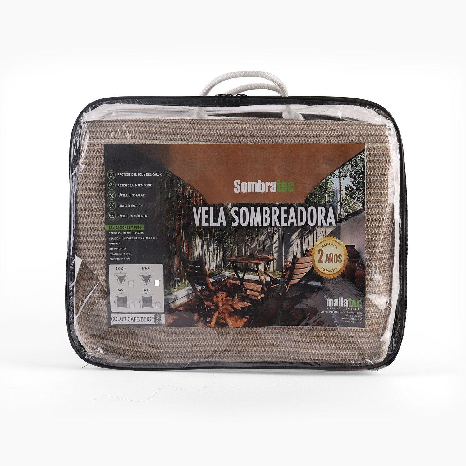 Vela sombra triangular 5x5x7 m café/beige-0