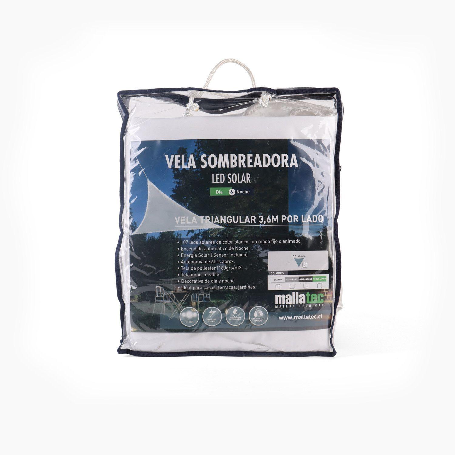 Vela Sombreadora LED Borde, Blanco, Triangular 3,6 x Lado-0