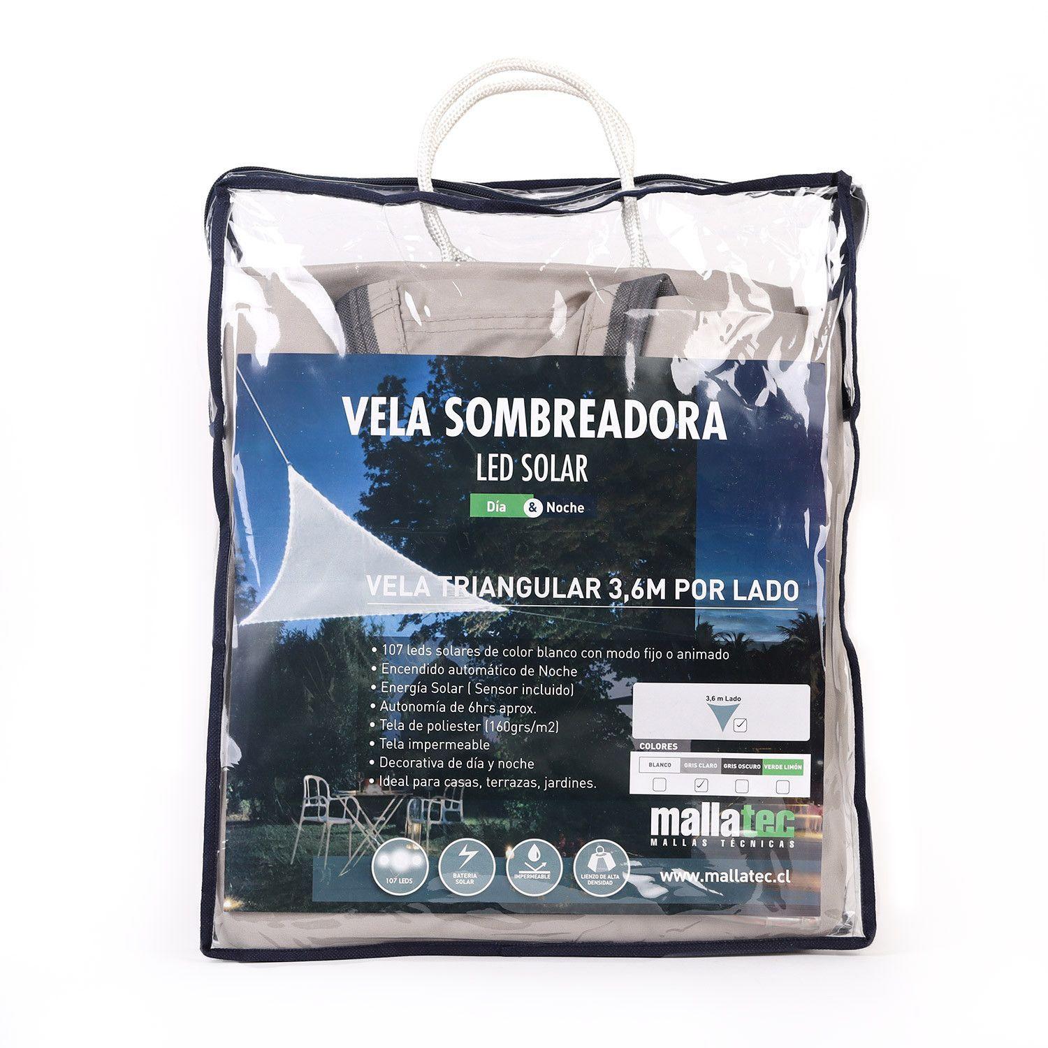 Vela Sombreadora Led Borde, Gris Claro, Triangular 3,6 x lado-0
