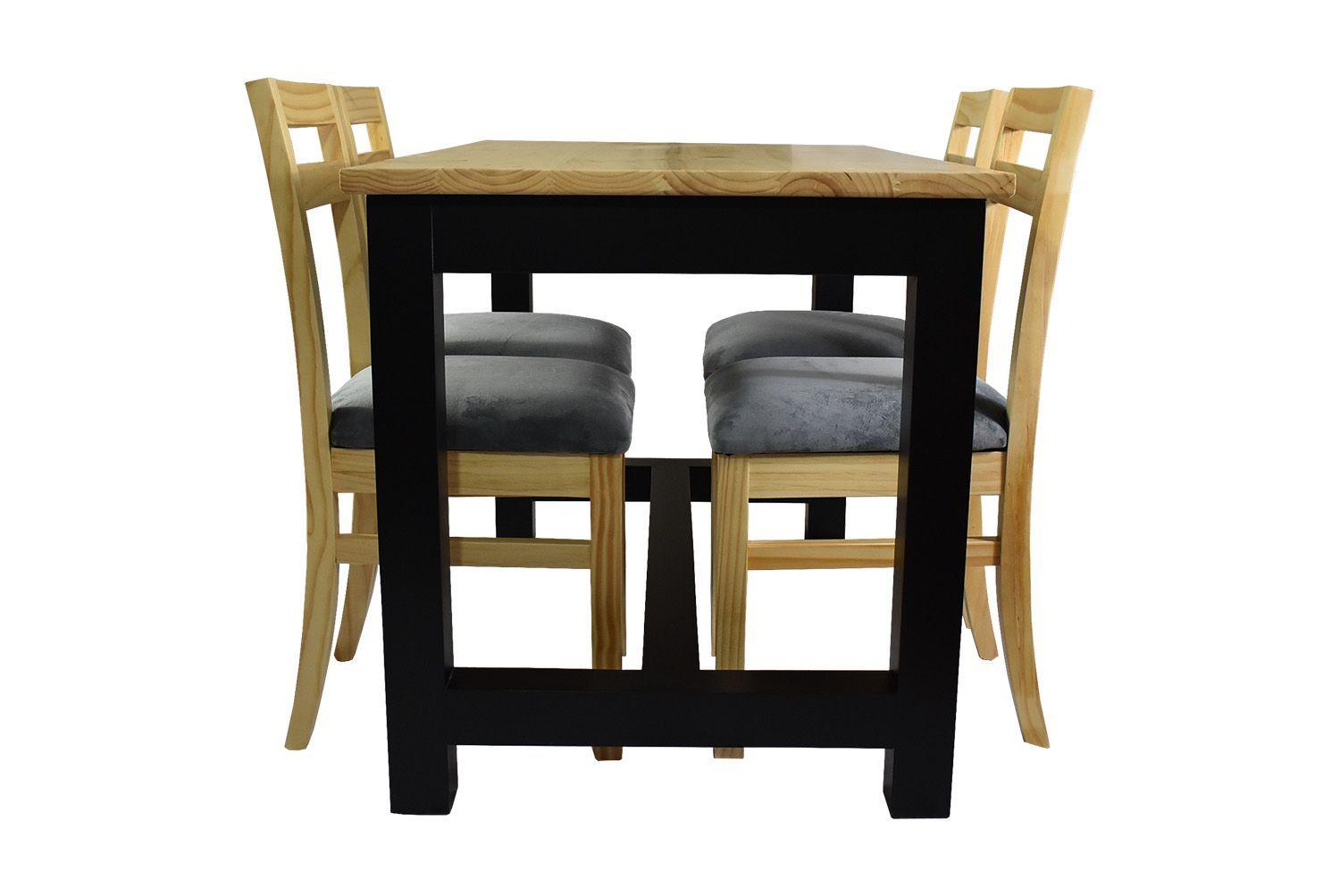 Comedor Carpintero 4 Sillas Tapiz Gris-2