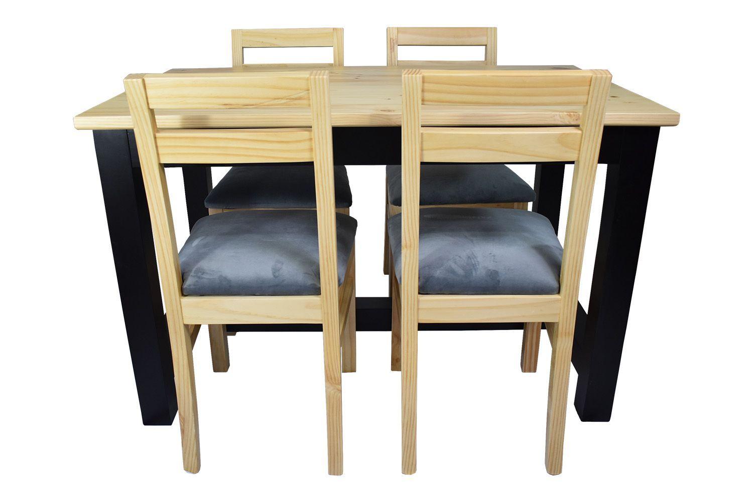Comedor Carpintero 4 Sillas Tapiz Gris-4