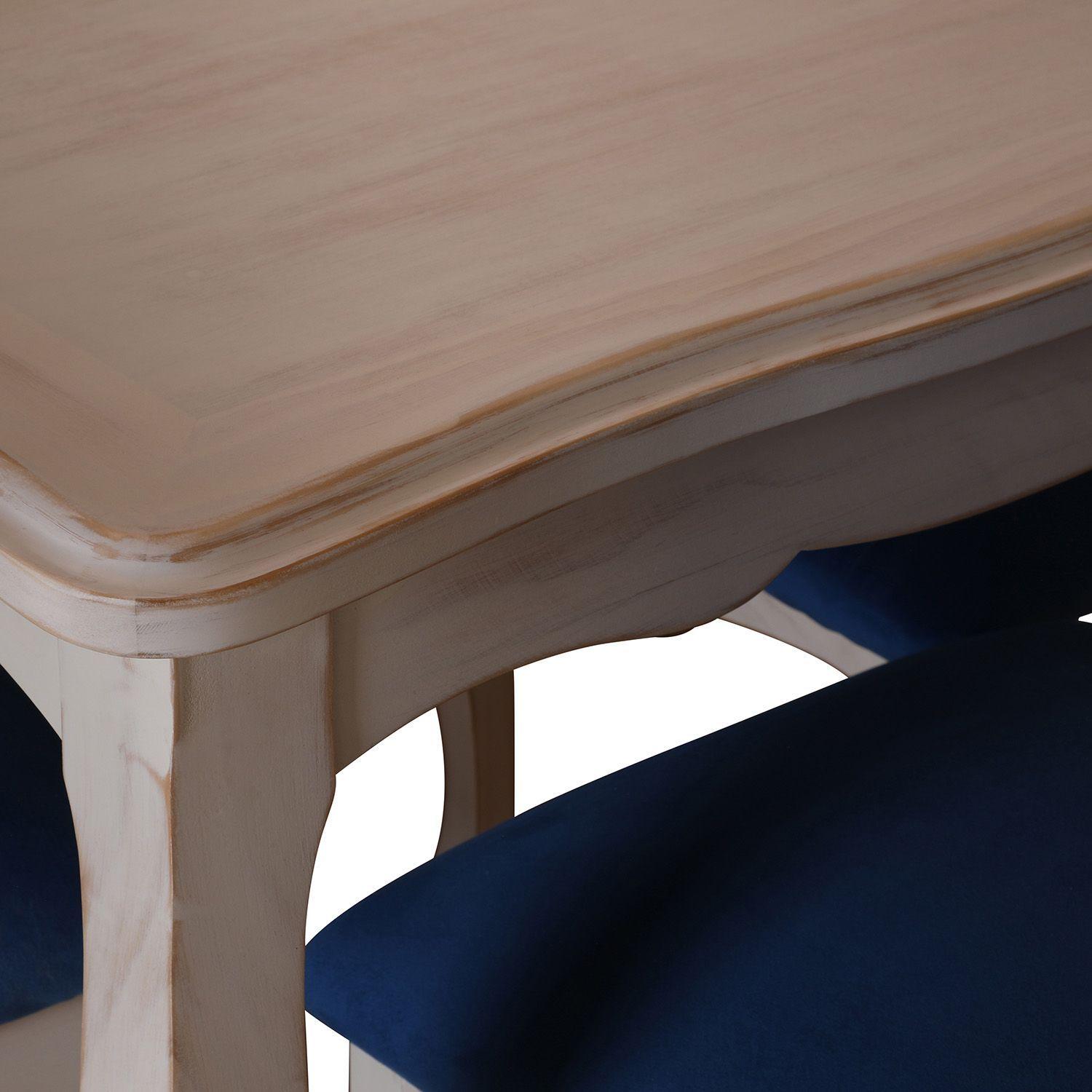 Comedor Normando 90x160 respaldo Tapizado Azul-5