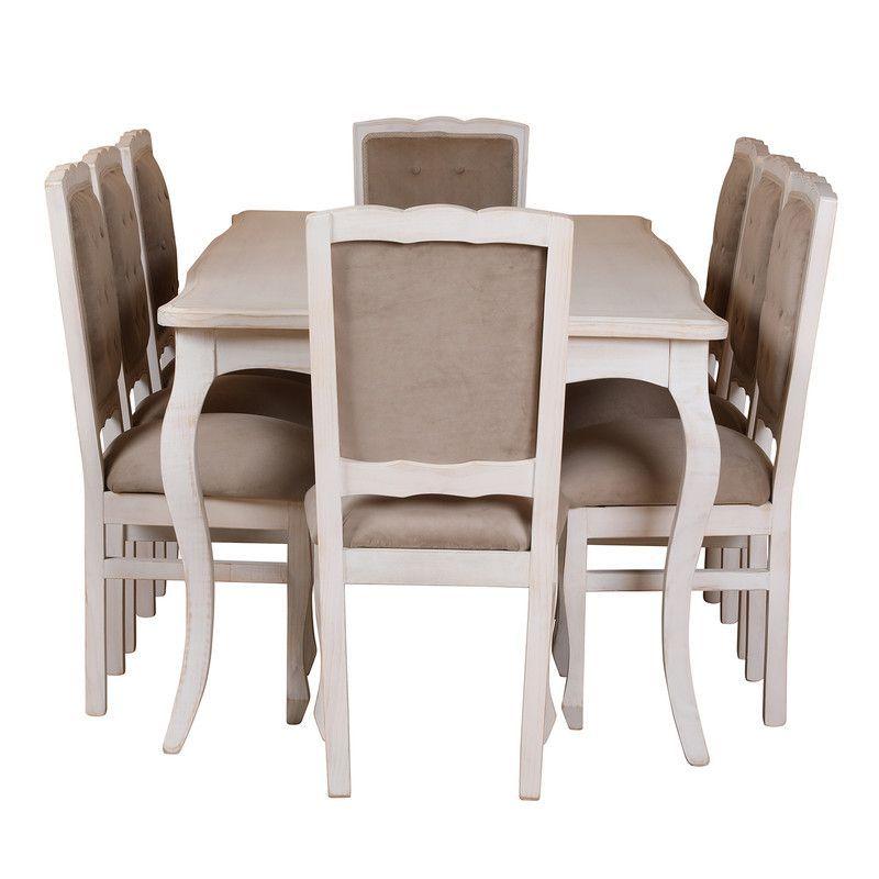 Comedor Normando 100x200 respaldo tapizado Beige-2