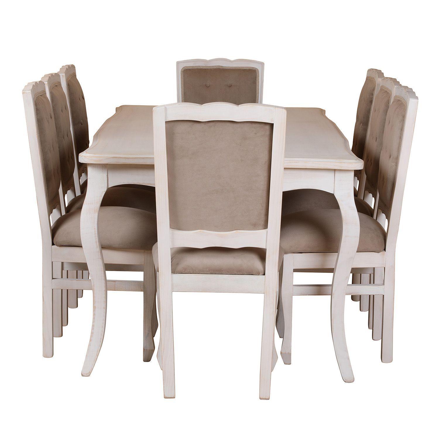Comedor 8 Sillas Normando 100x200 respaldo tapizado Beige-4